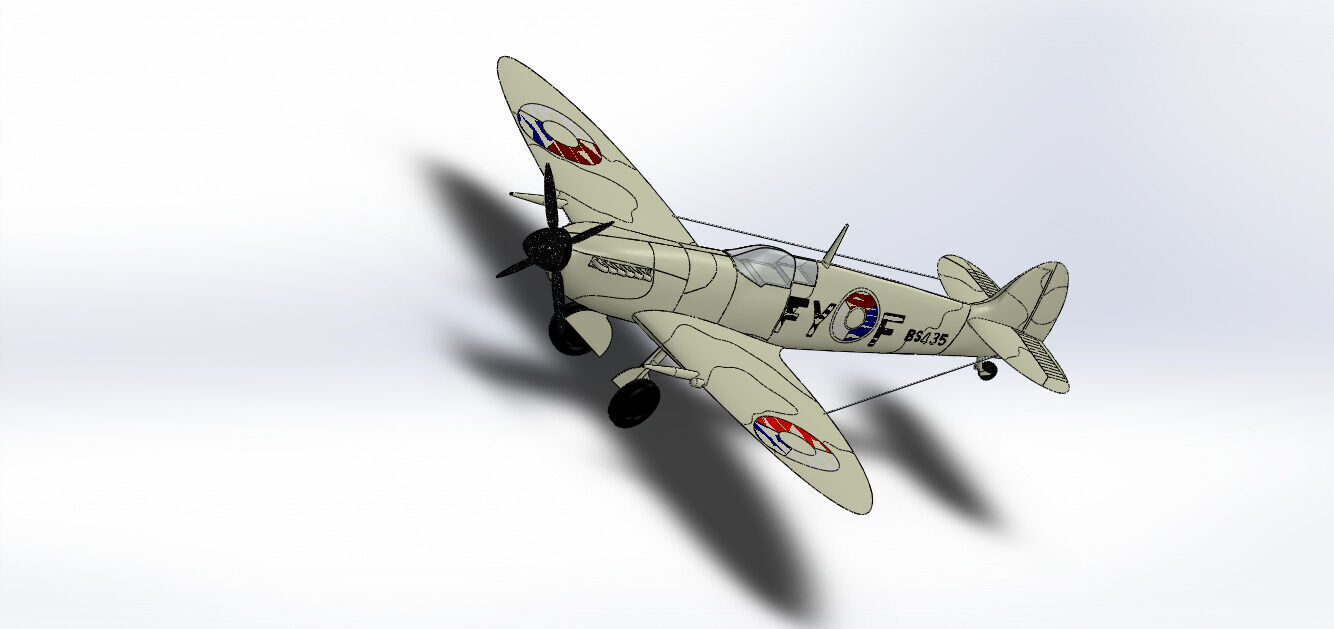 SolidWorks Spitfire Fighter Plane WWII Aircraft 3D Model 3D print model_10