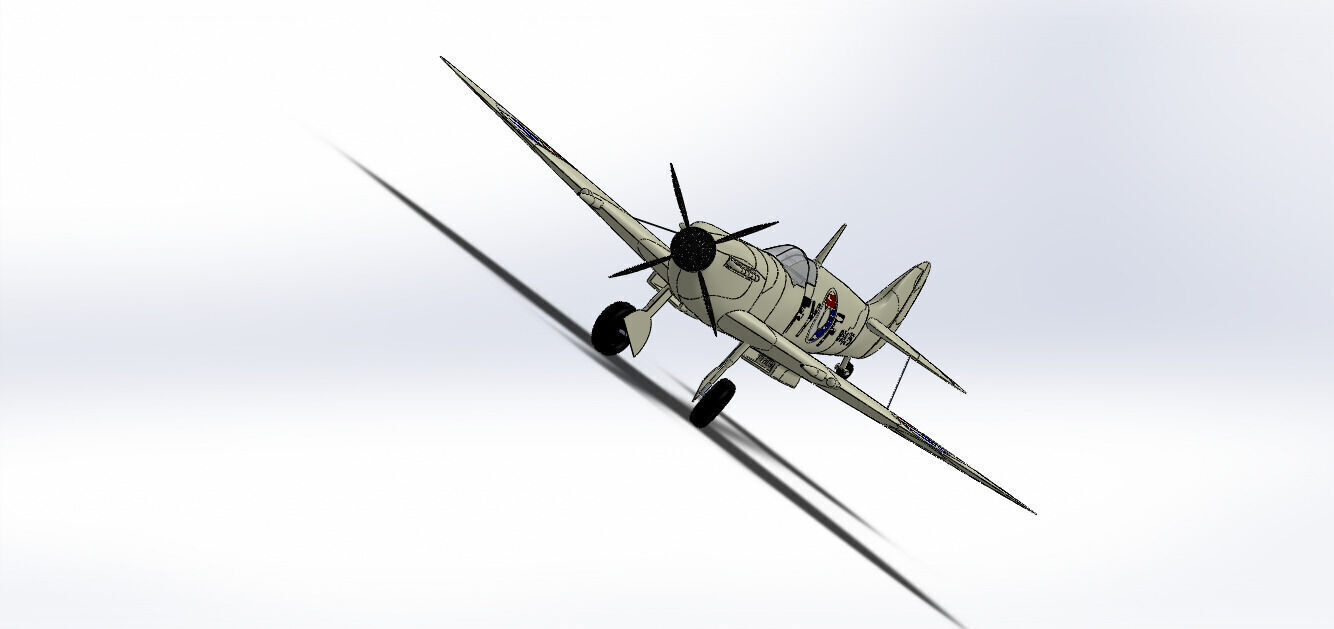 SolidWorks Spitfire Fighter Plane WWII Aircraft 3D Model 3D print model_17