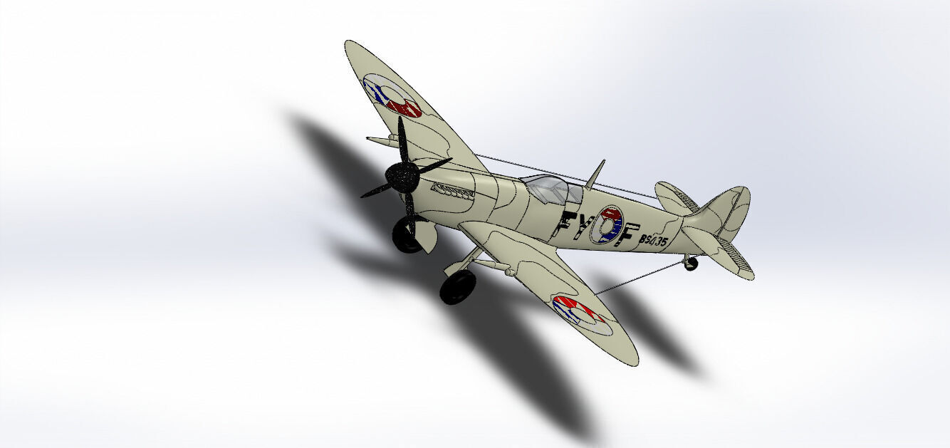 SolidWorks Spitfire Fighter Plane WWII Aircraft 3D Model 3D print model_11