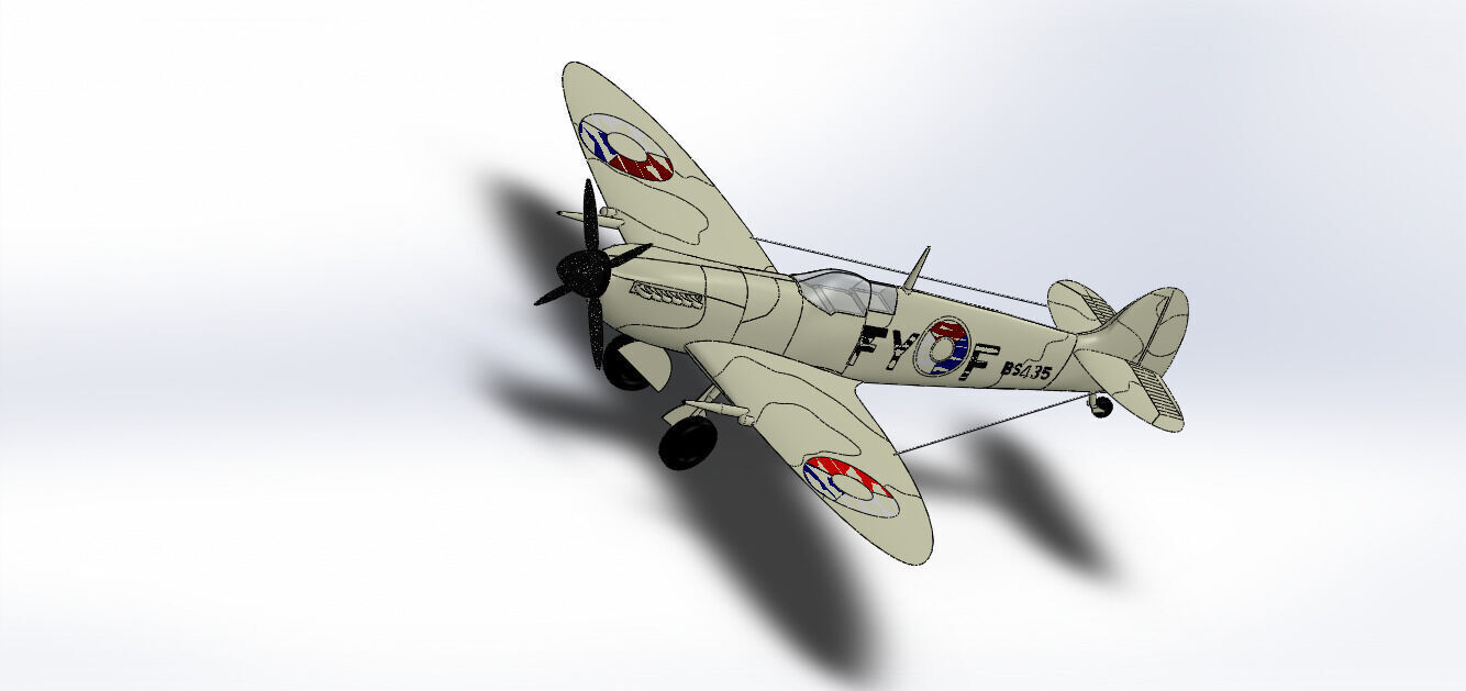 SolidWorks Spitfire Fighter Plane WWII Aircraft 3D Model 3D print model_9