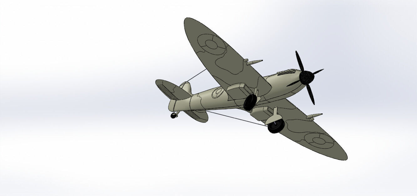 SolidWorks Spitfire Fighter Plane WWII Aircraft 3D Model 3D print model_30