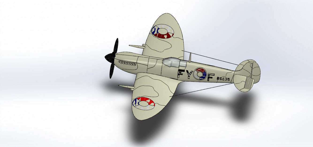 SolidWorks Spitfire Fighter Plane WWII Aircraft 3D Model 3D print model_1