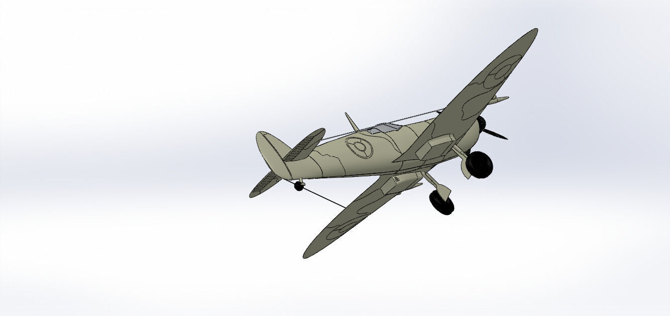 SolidWorks Spitfire Fighter Plane WWII Aircraft 3D Model 3D print model_50