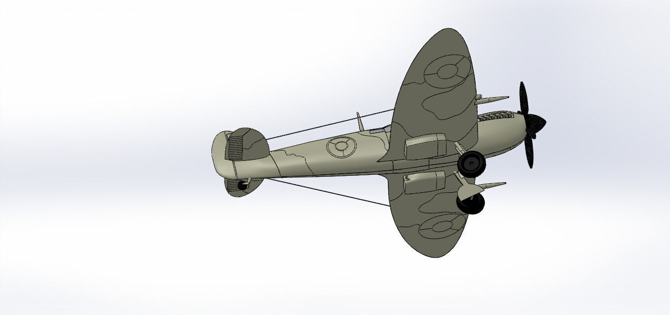 SolidWorks Spitfire Fighter Plane WWII Aircraft 3D Model 3D print model_41