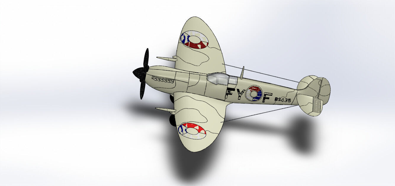 SolidWorks Spitfire Fighter Plane WWII Aircraft 3D Model 3D print model_3