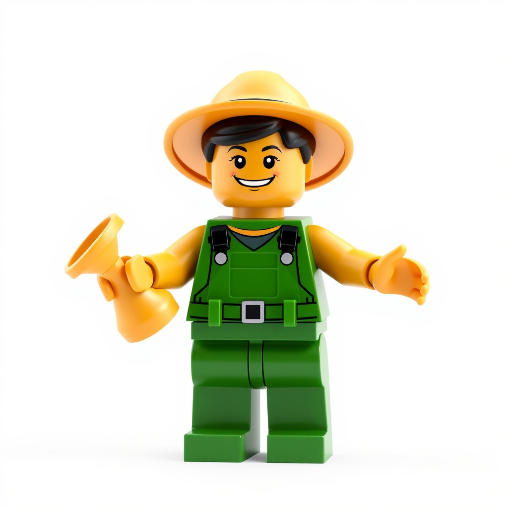 Toy Farmer Character Model Rigged and Animated with Accessories Low-poly 3D model_2