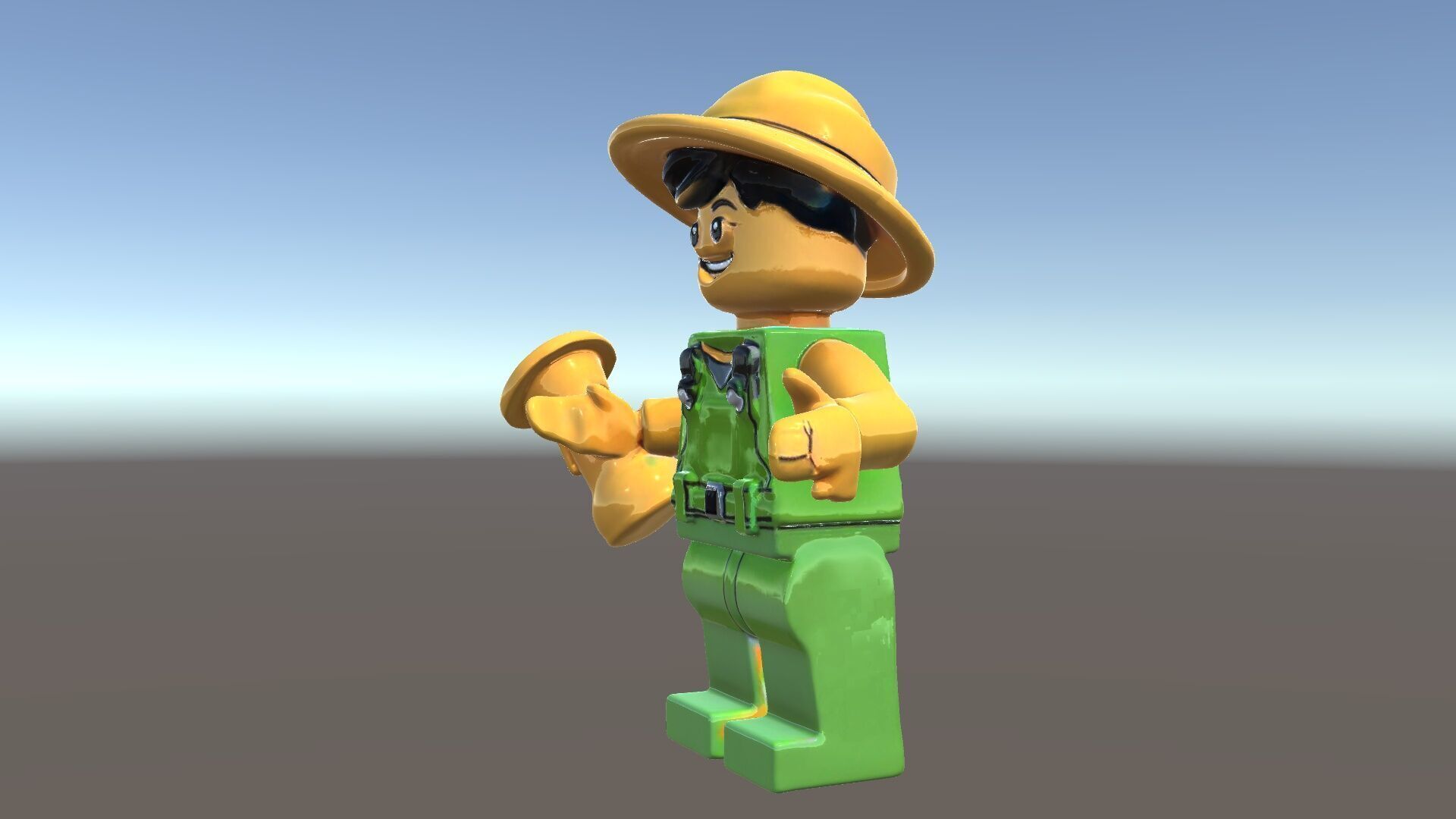 Toy Farmer Character Model Rigged and Animated with Accessories Low-poly 3D model_5