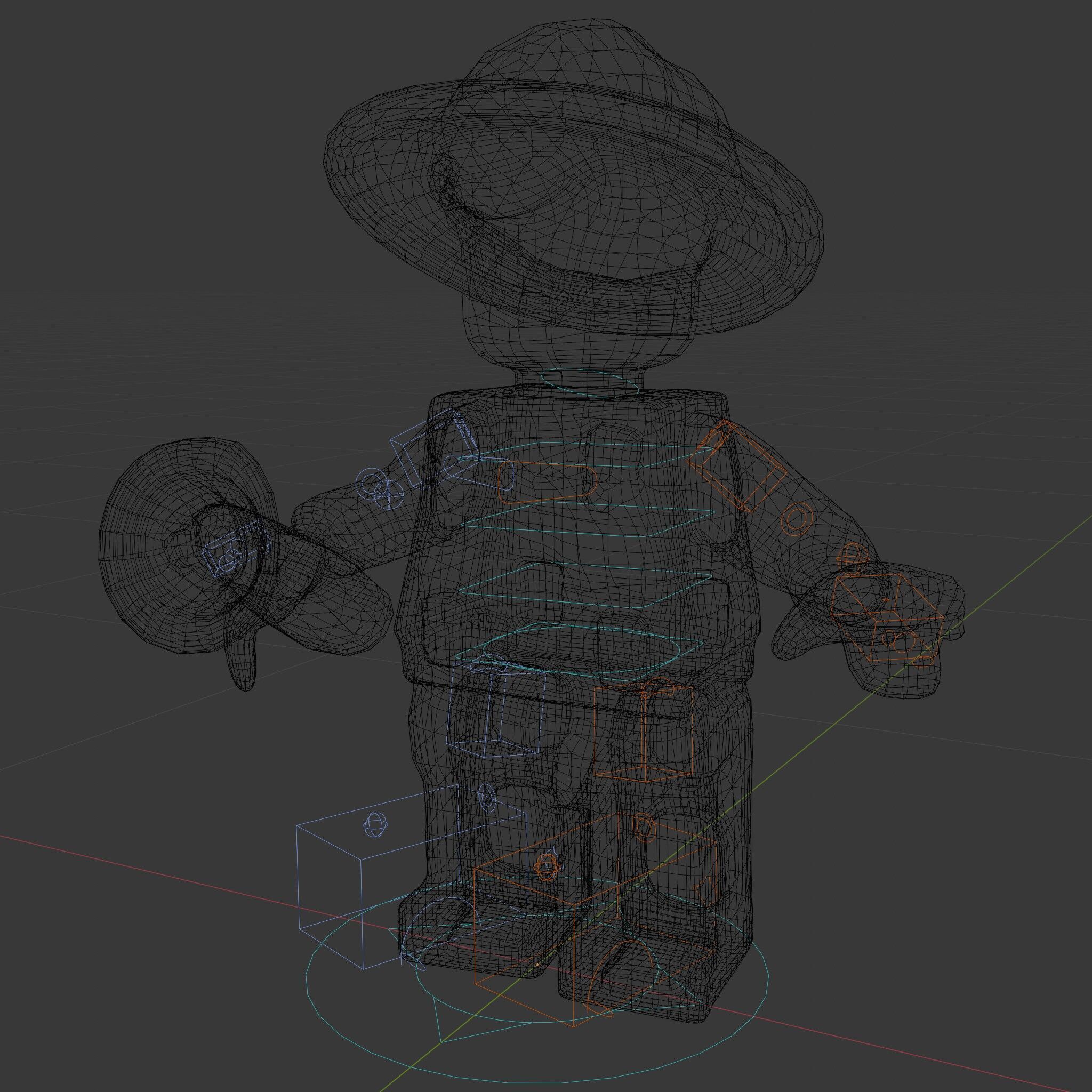 Toy Farmer Character Model Rigged and Animated with Accessories Low-poly 3D model_9