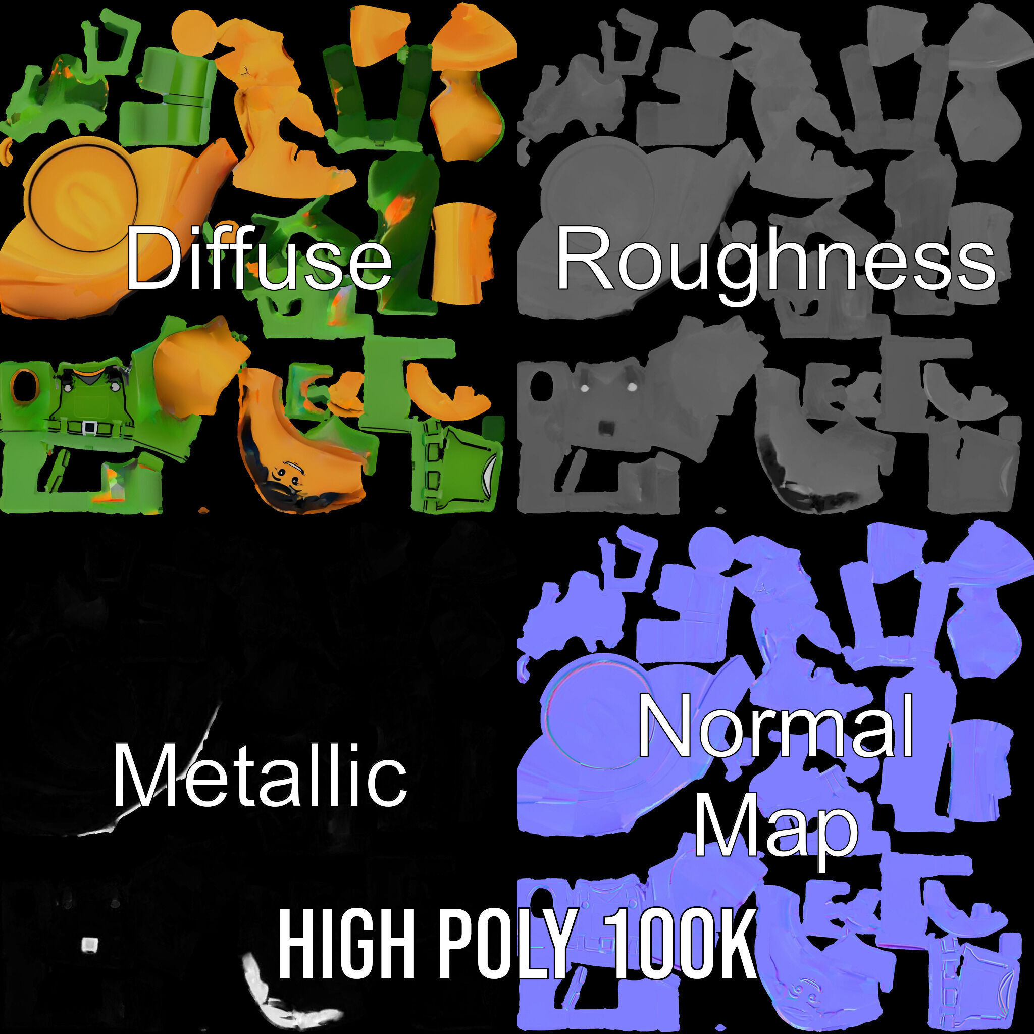 Toy Farmer Character Model Rigged and Animated with Accessories Low-poly 3D model_3