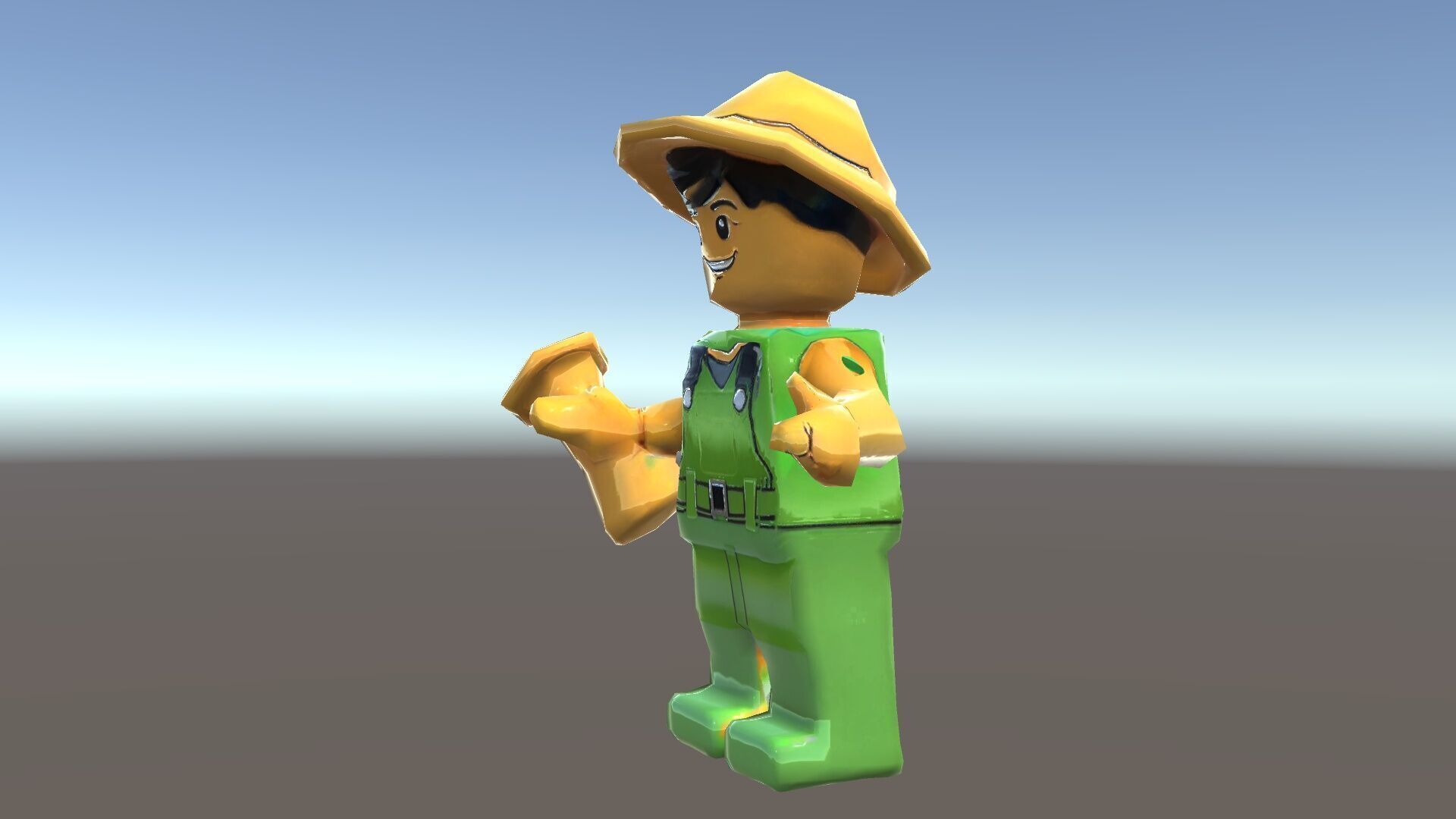 Toy Farmer Character Model Rigged and Animated with Accessories Low-poly 3D model_34