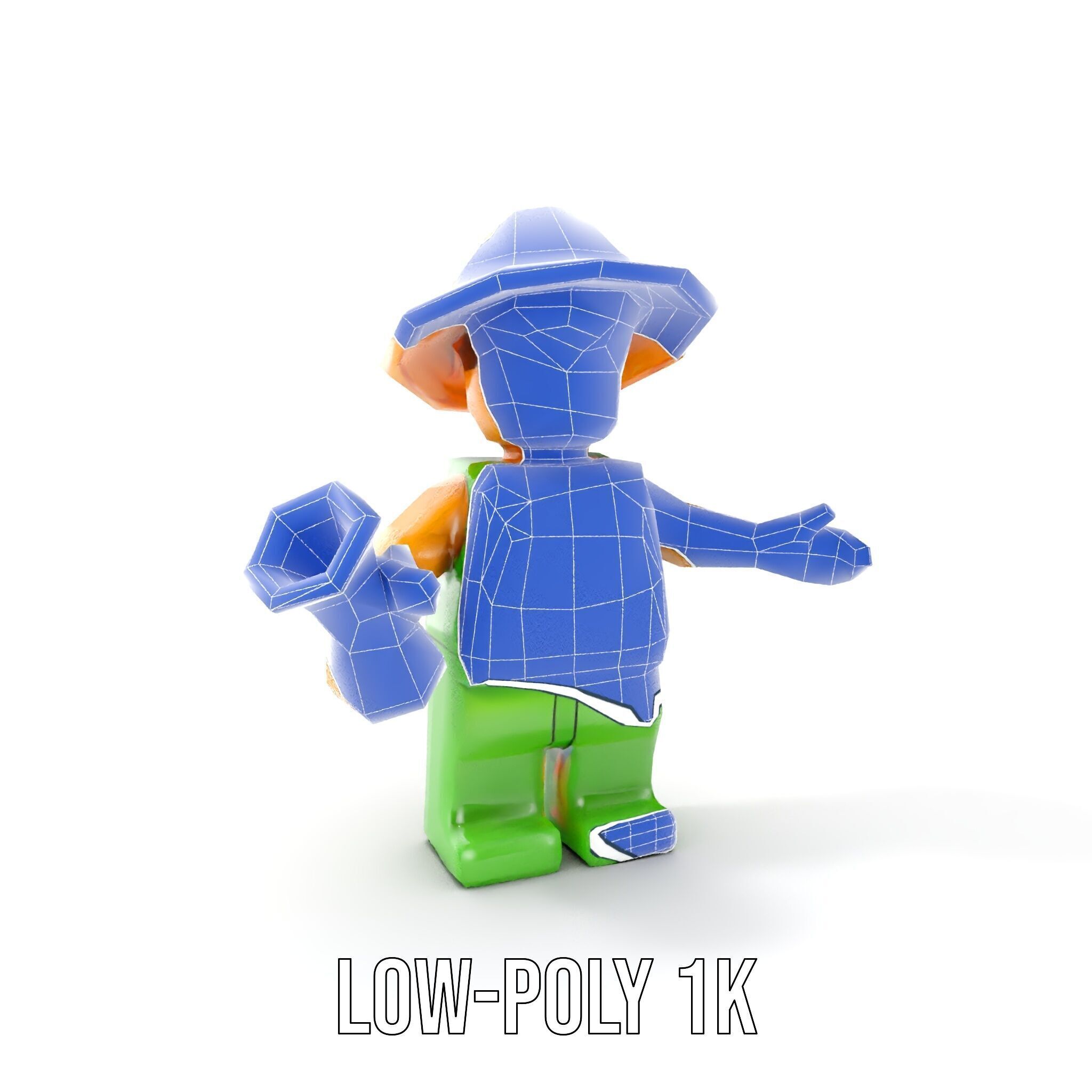 Toy Farmer Character Model Rigged and Animated with Accessories Low-poly 3D model_26