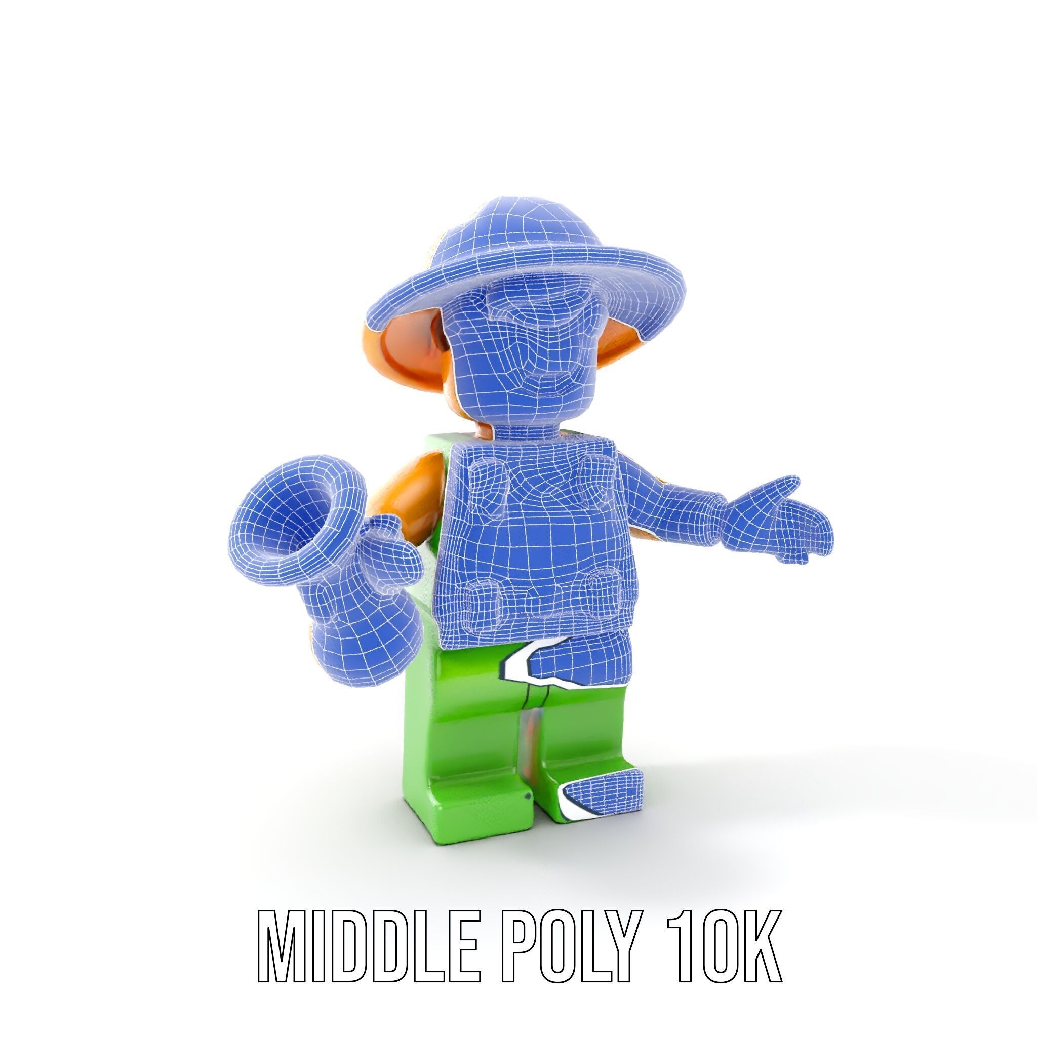 Toy Farmer Character Model Rigged and Animated with Accessories Low-poly 3D model_15