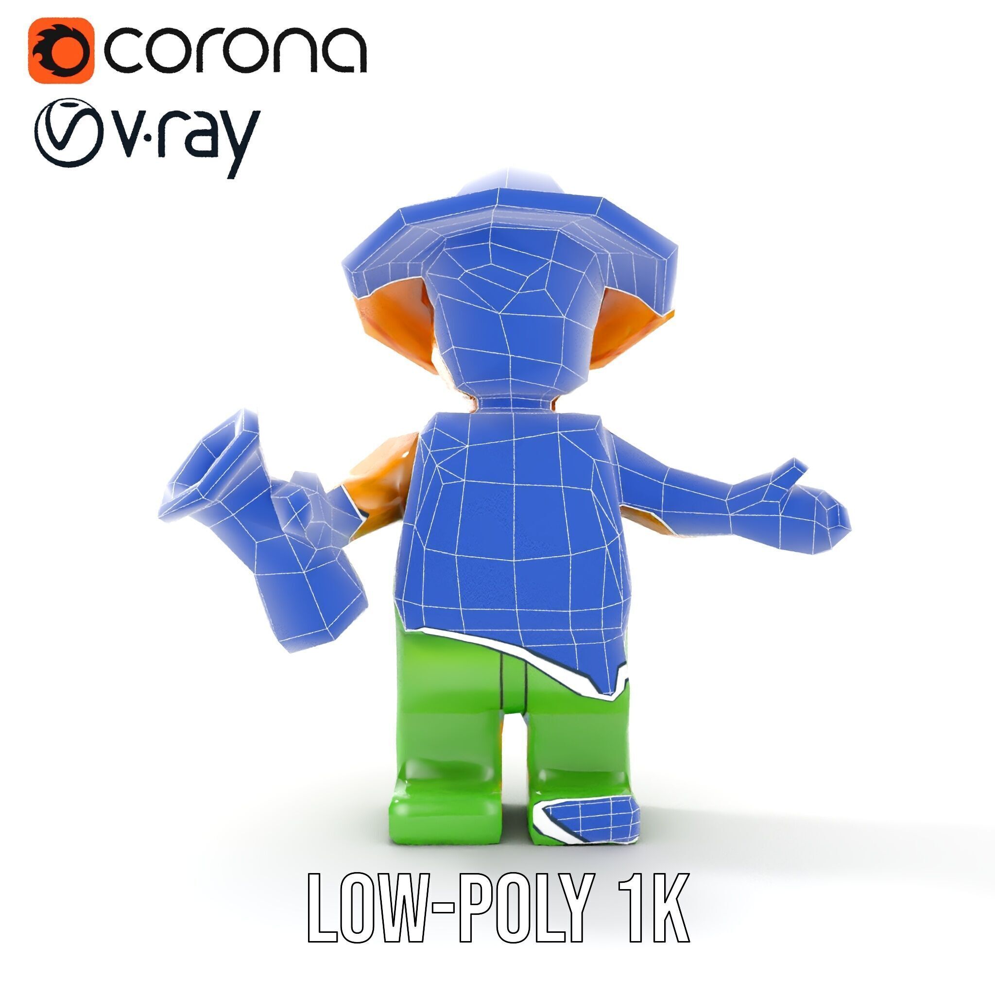 Toy Farmer Character Model Rigged and Animated with Accessories Low-poly 3D model_32