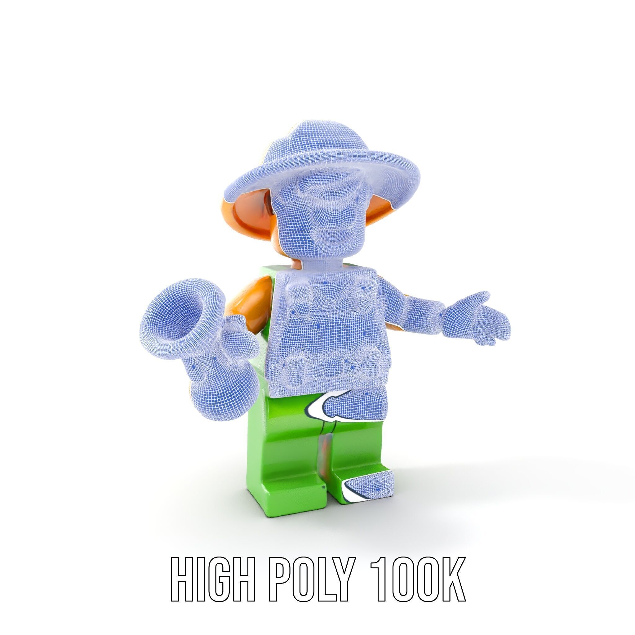 Toy Farmer Character Model Rigged and Animated with Accessories Low-poly 3D model_4