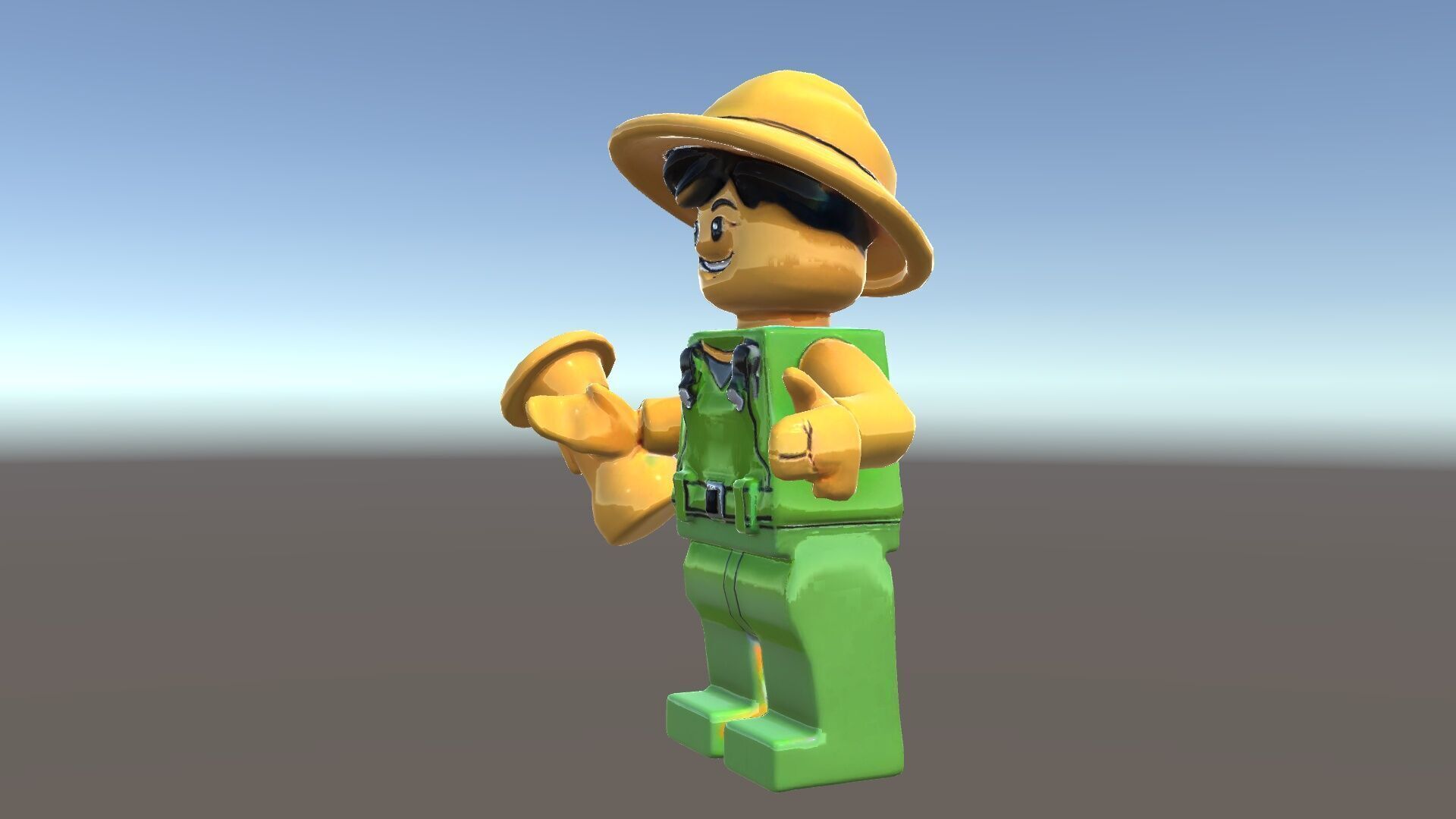 Toy Farmer Character Model Rigged and Animated with Accessories Low-poly 3D model_38