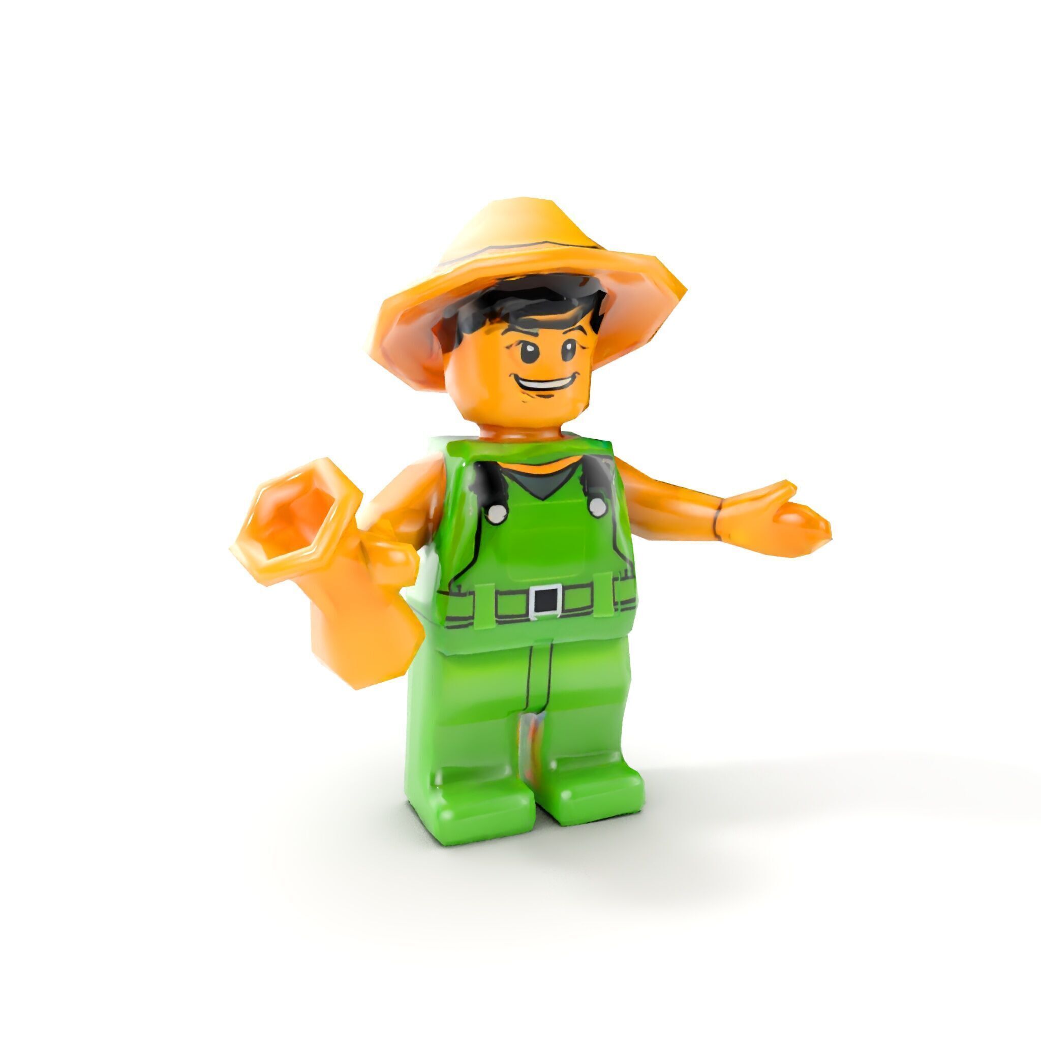 Toy Farmer Character Model Rigged and Animated with Accessories Low-poly 3D model_7