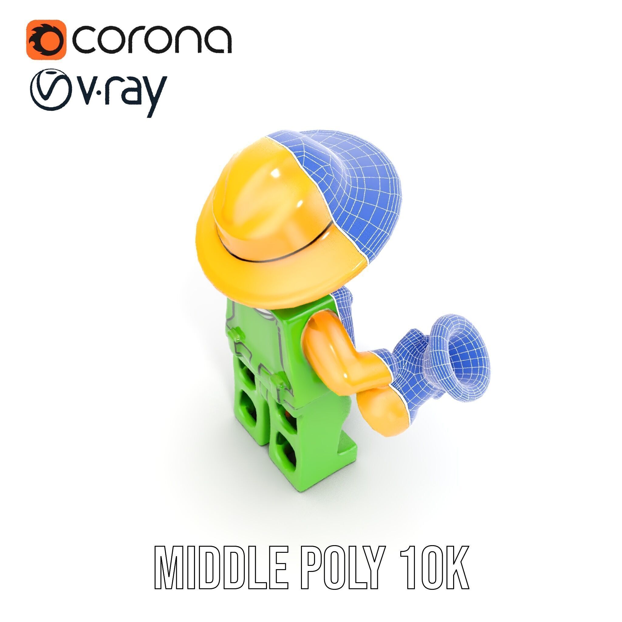 Toy Farmer Character Model Rigged and Animated with Accessories Low-poly 3D model_36