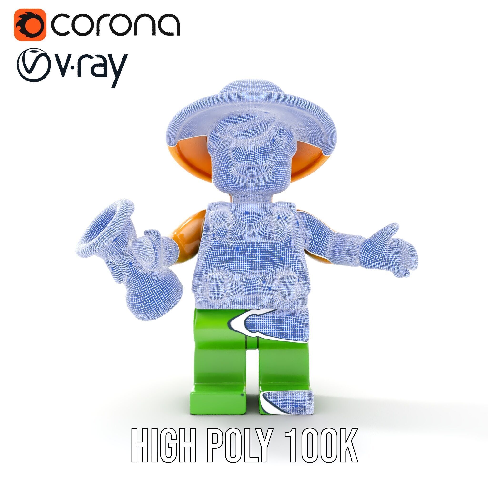 Toy Farmer Character Model Rigged and Animated with Accessories Low-poly 3D model_39