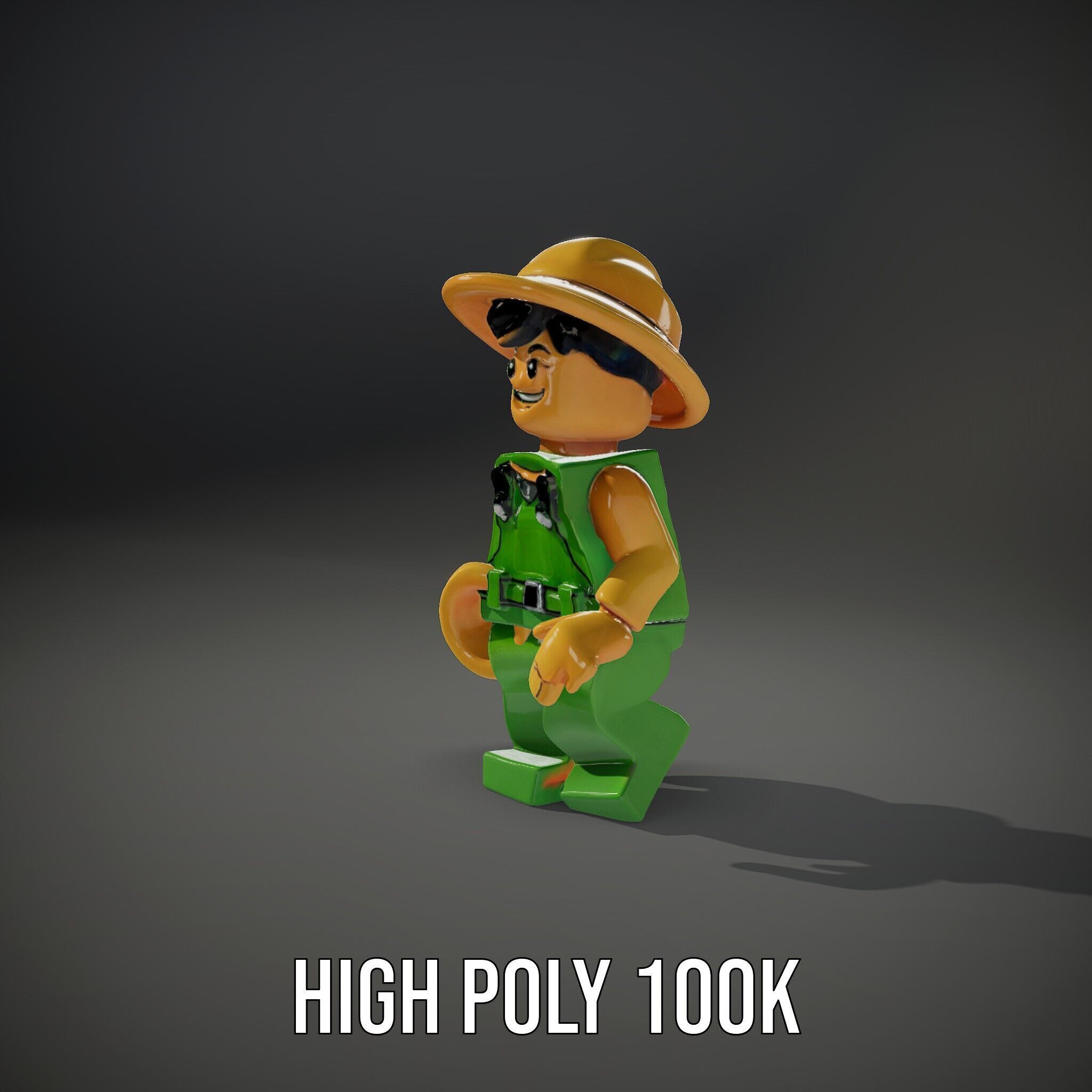 Toy Farmer Character Model Rigged and Animated with Accessories Low-poly 3D model_14