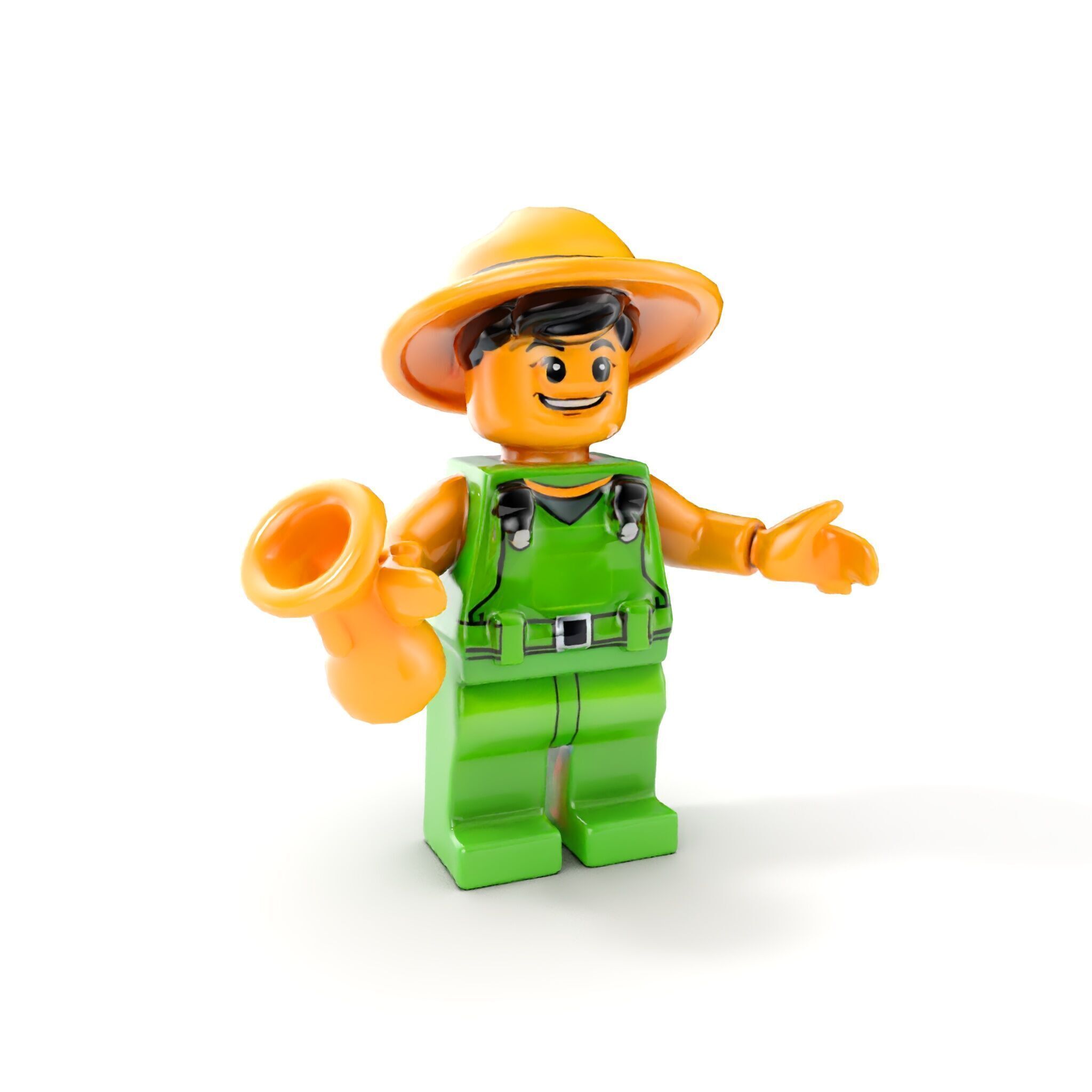 Toy Farmer Character Model Rigged and Animated with Accessories Low-poly 3D model_12