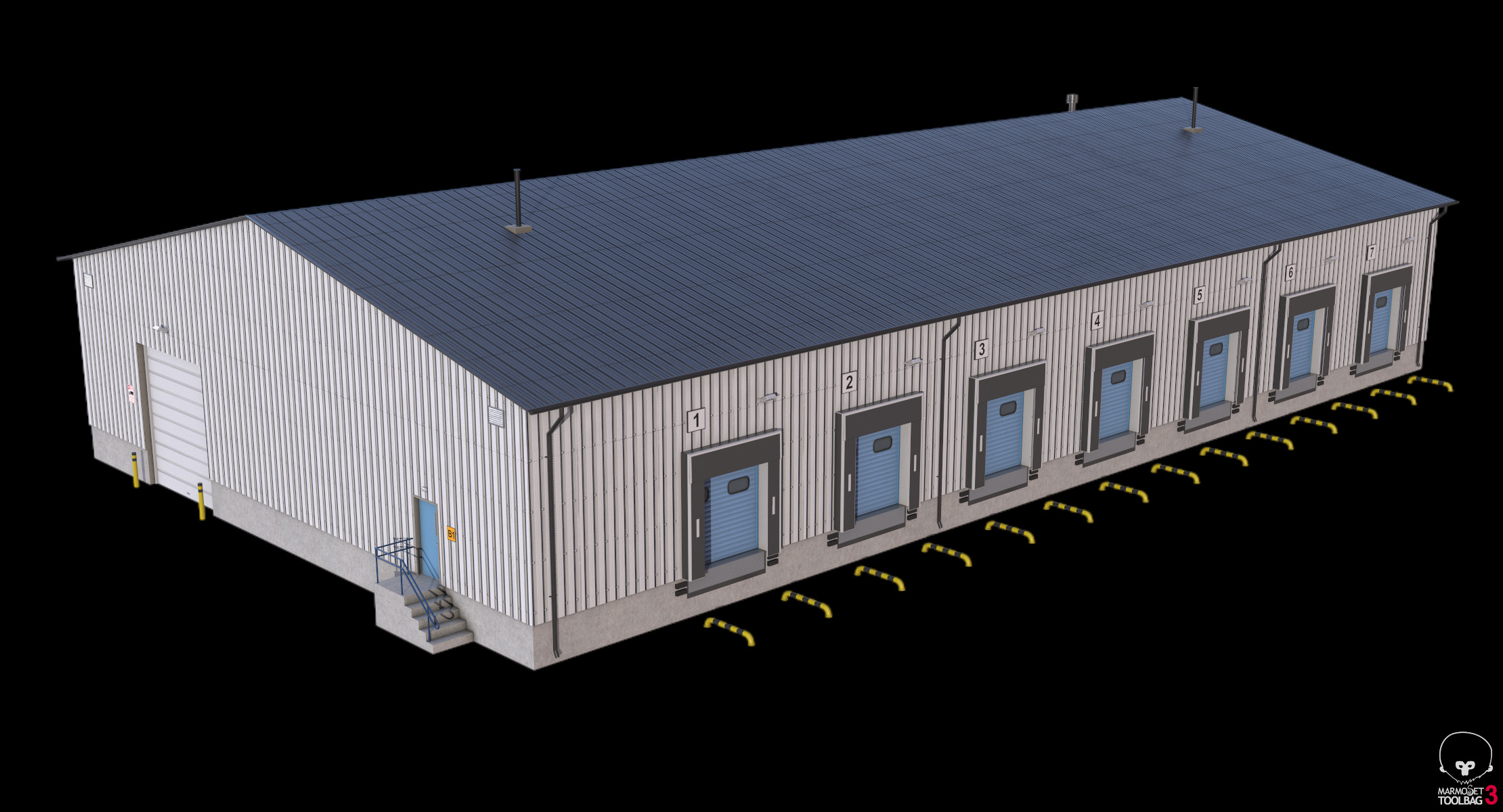Industrial Building 8  Low-poly 3D model_13