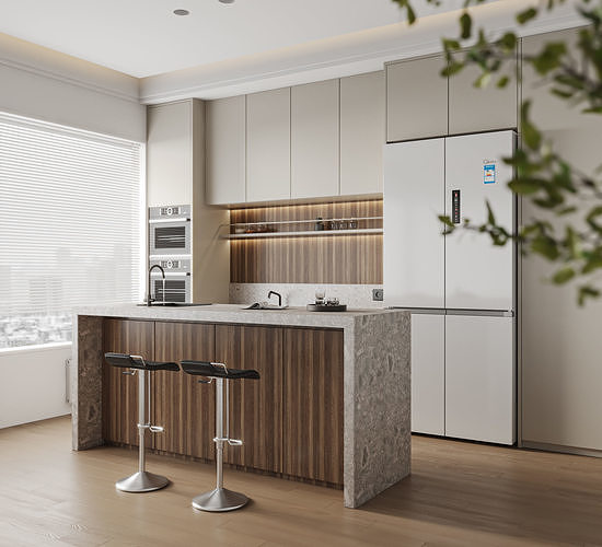 Modern Minimalist Kitchen with Stone Island 391 3D model