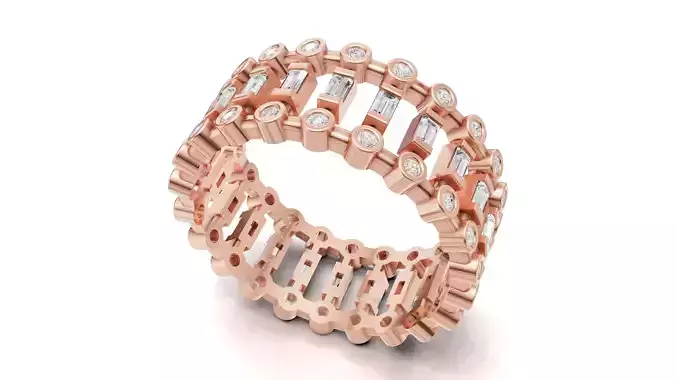  Round and Baguette Diamond Eternity Band