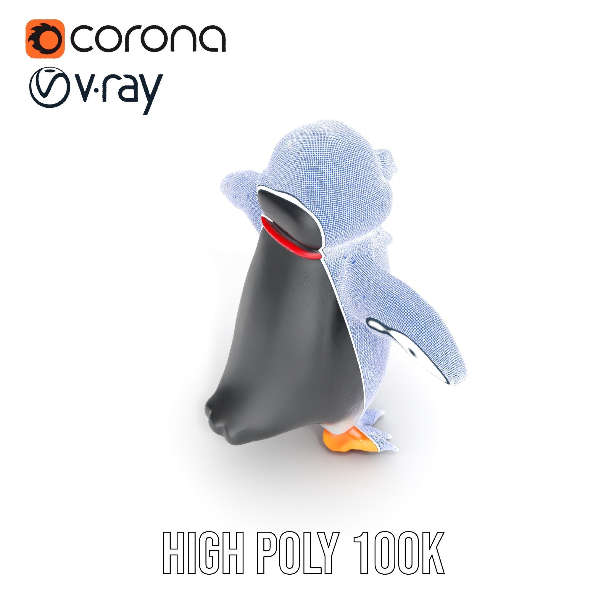 Animated Penguin Character Model Rigged and Animated Low-poly 3D model_30