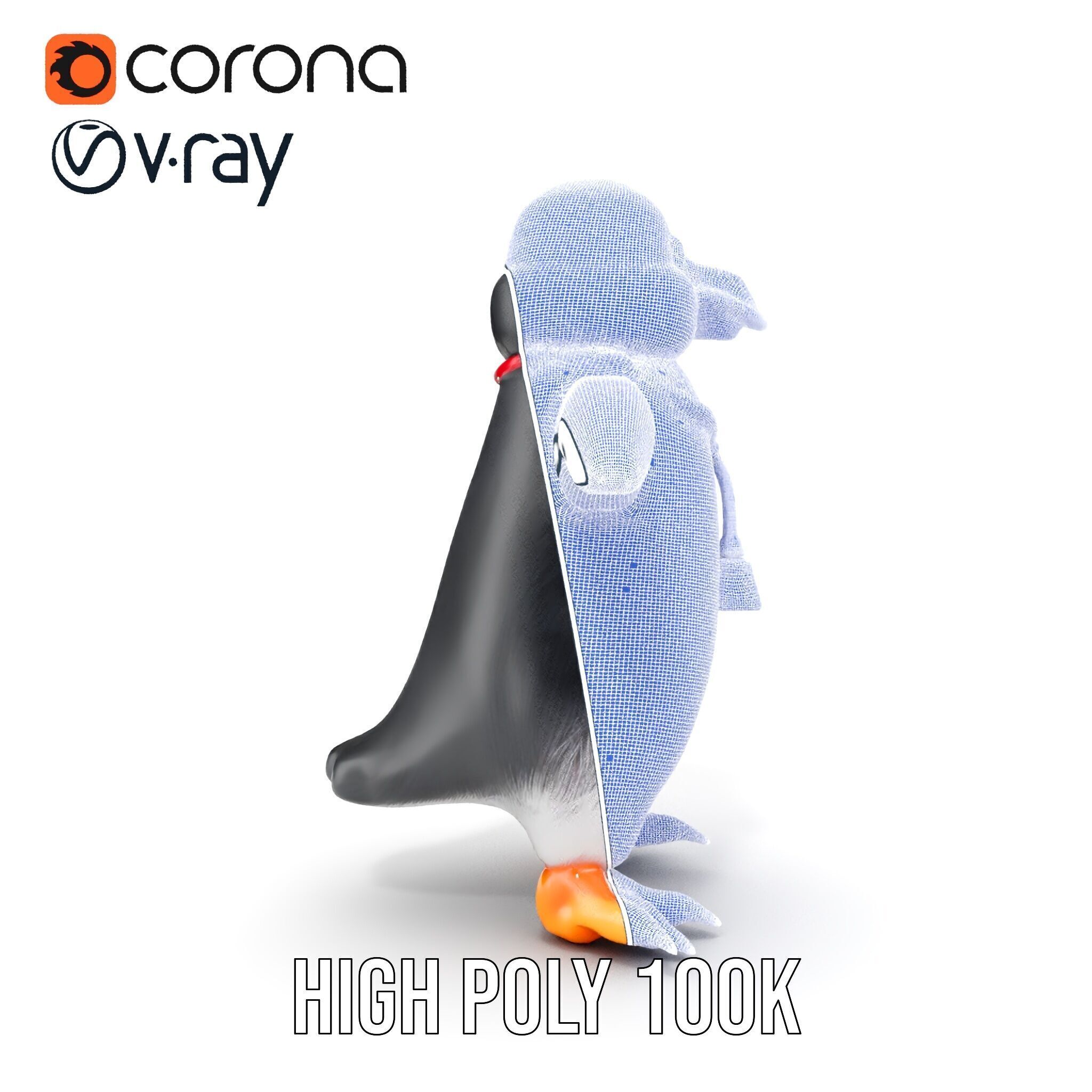 Animated Penguin Character Model Rigged and Animated Low-poly 3D model_36