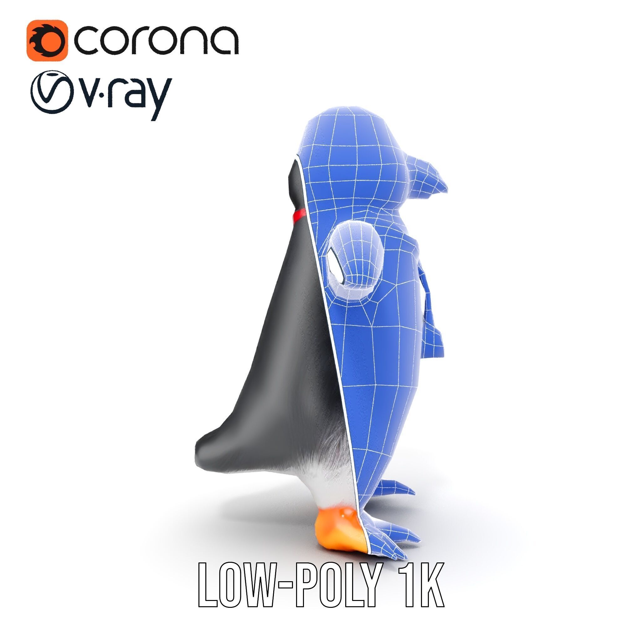 Animated Penguin Character Model Rigged and Animated Low-poly 3D model_23