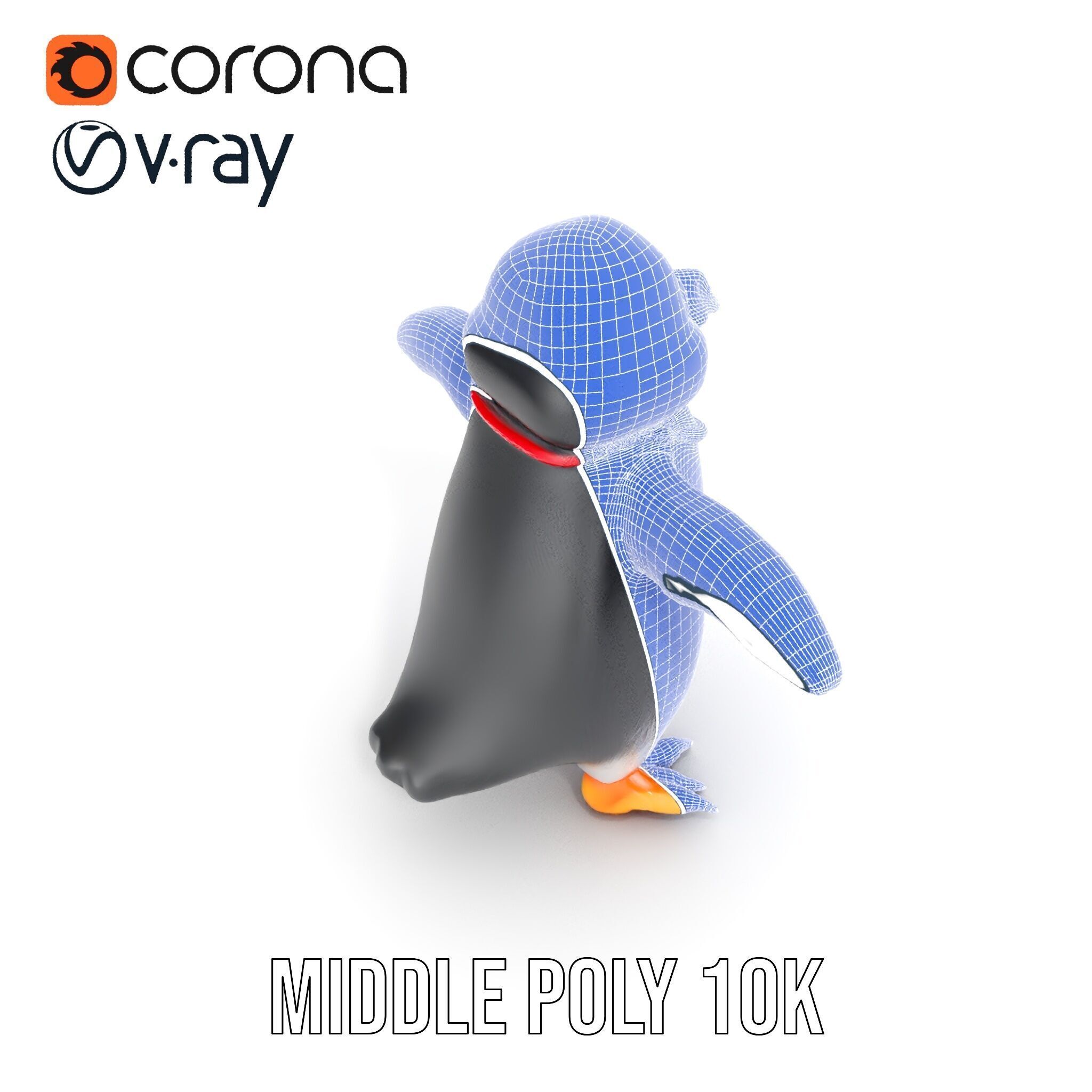 Animated Penguin Character Model Rigged and Animated Low-poly 3D model_37