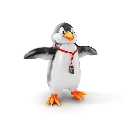 Animated Penguin Character Model Rigged and Animated Low-poly 3D model
