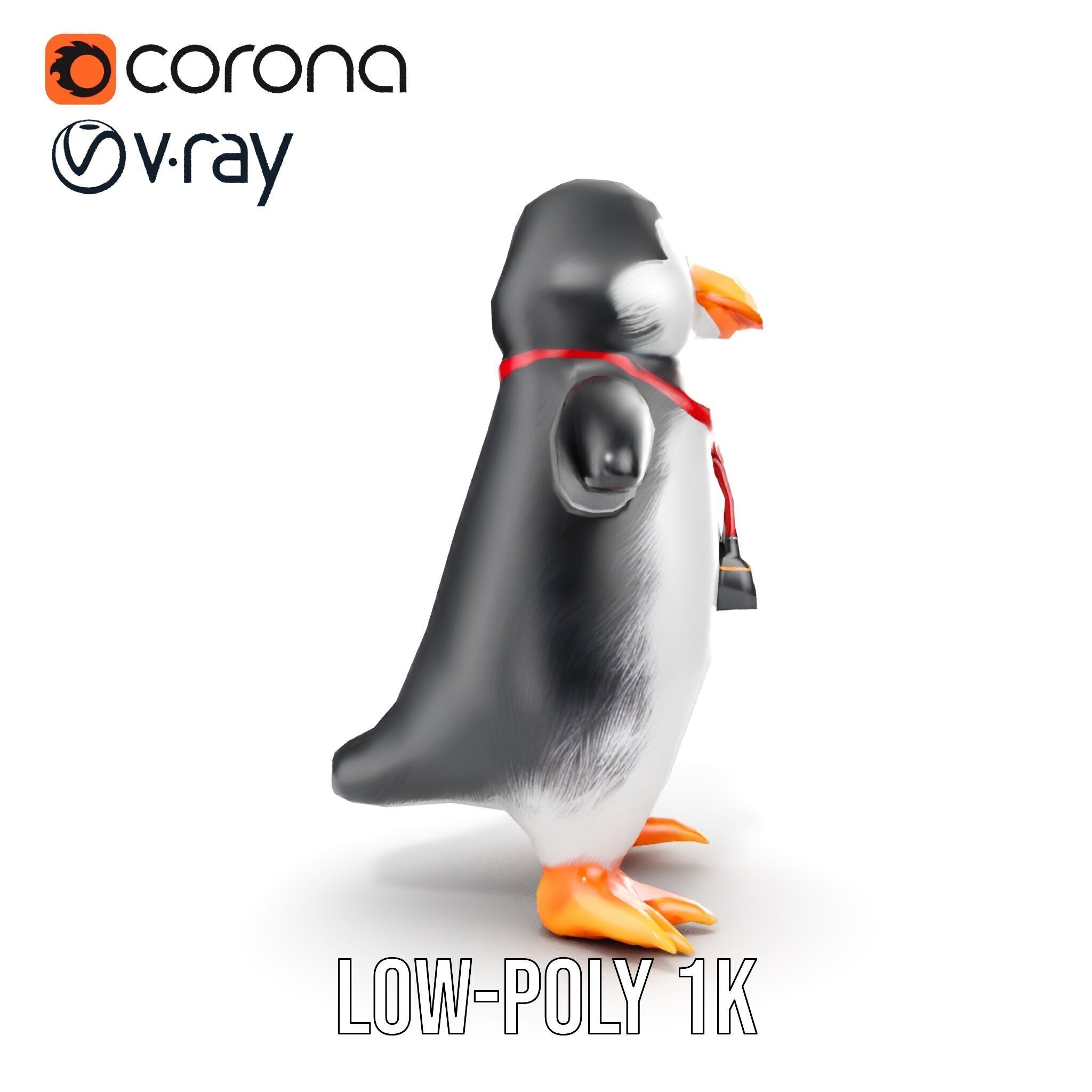 Animated Penguin Character Model Rigged and Animated Low-poly 3D model_13