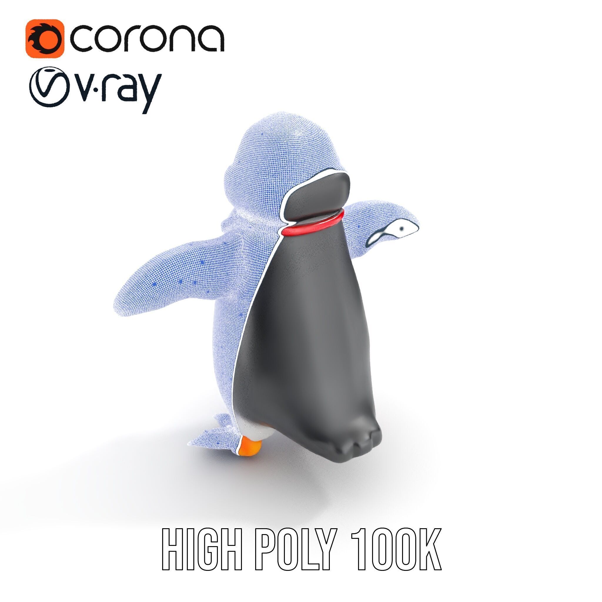 Animated Penguin Character Model Rigged and Animated Low-poly 3D model_27