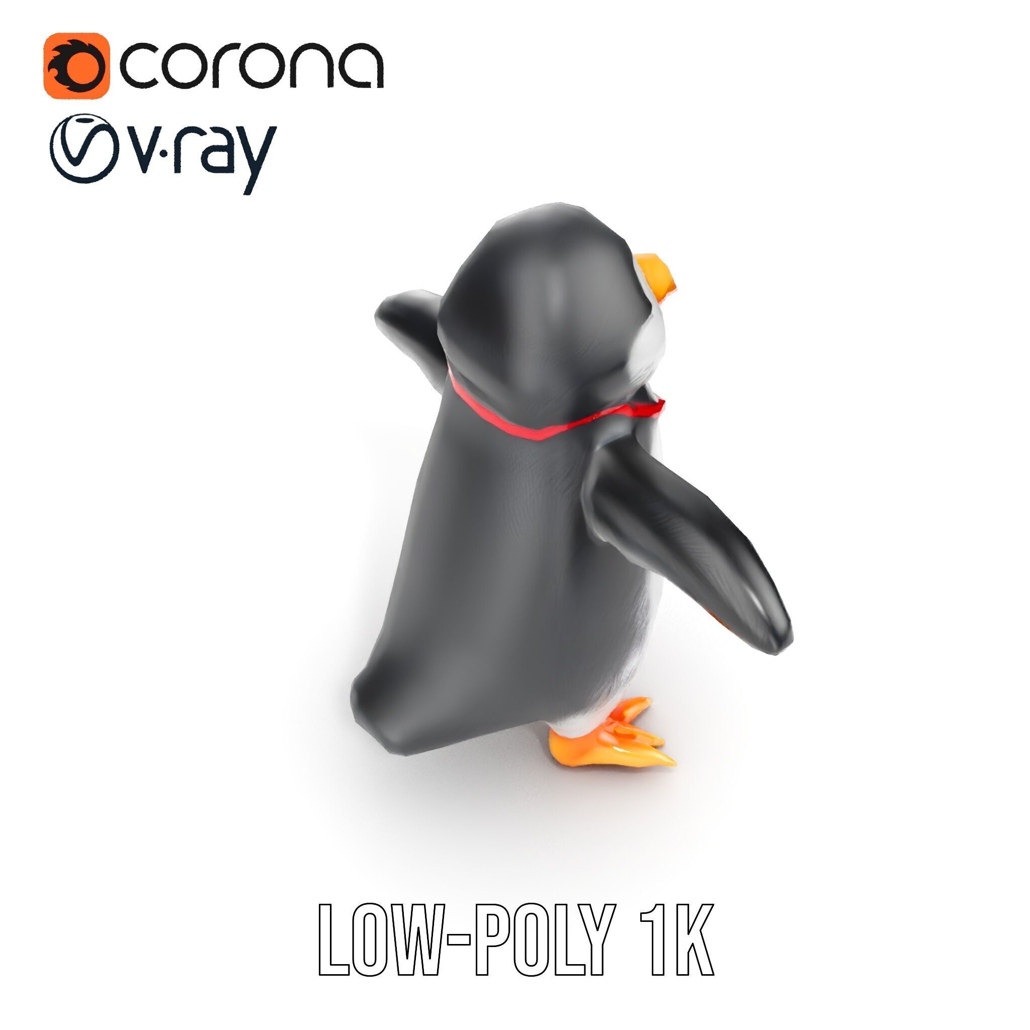 Animated Penguin Character Model Rigged and Animated Low-poly 3D model_18