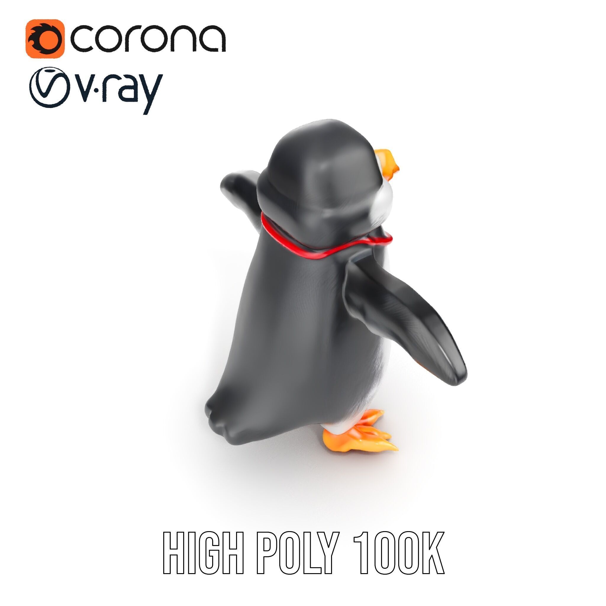 Animated Penguin Character Model Rigged and Animated Low-poly 3D model_33