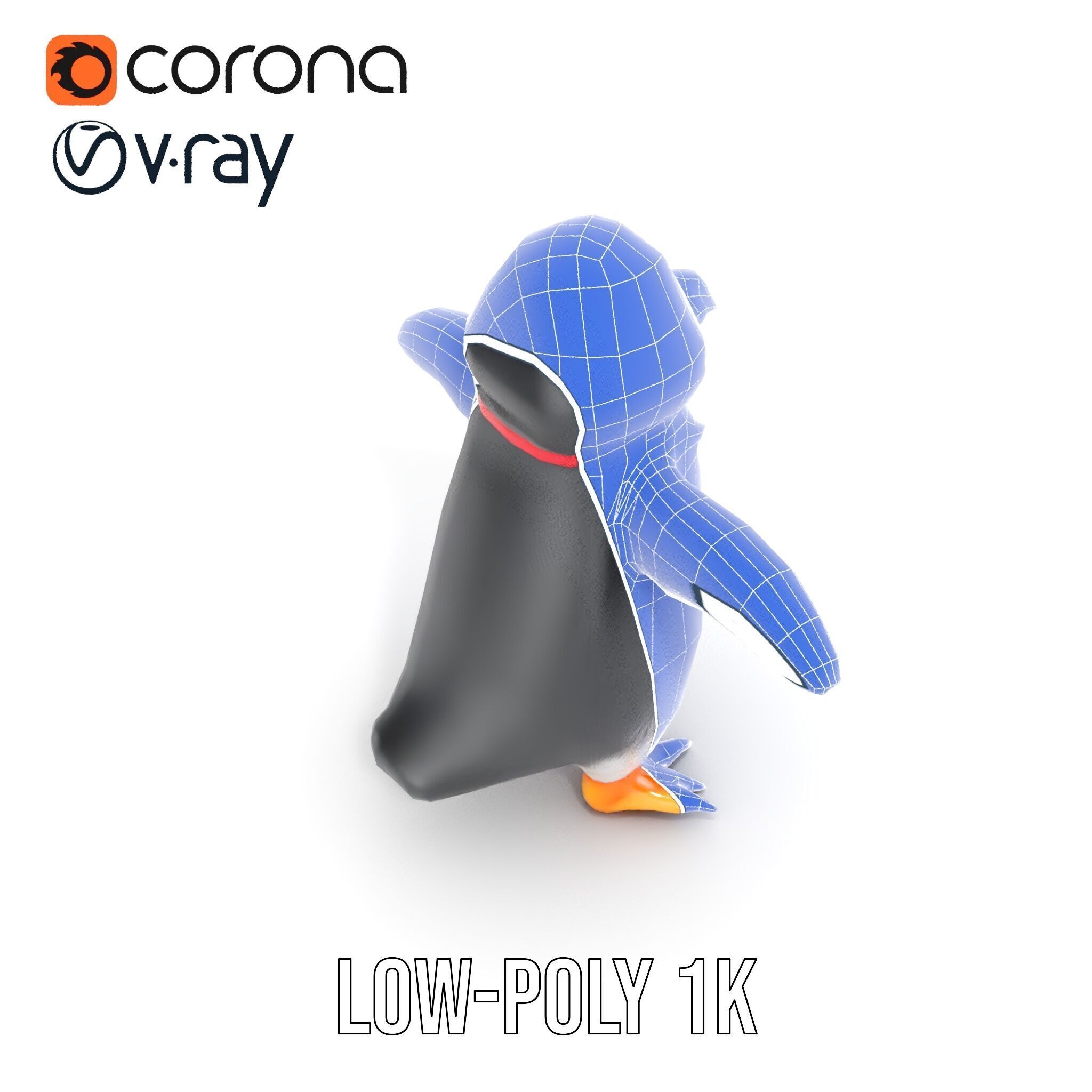 Animated Penguin Character Model Rigged and Animated Low-poly 3D model_16