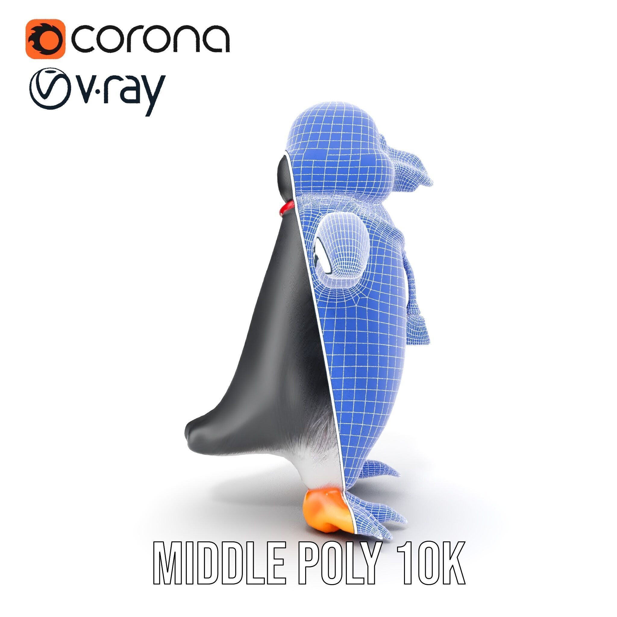 Animated Penguin Character Model Rigged and Animated Low-poly 3D model_31