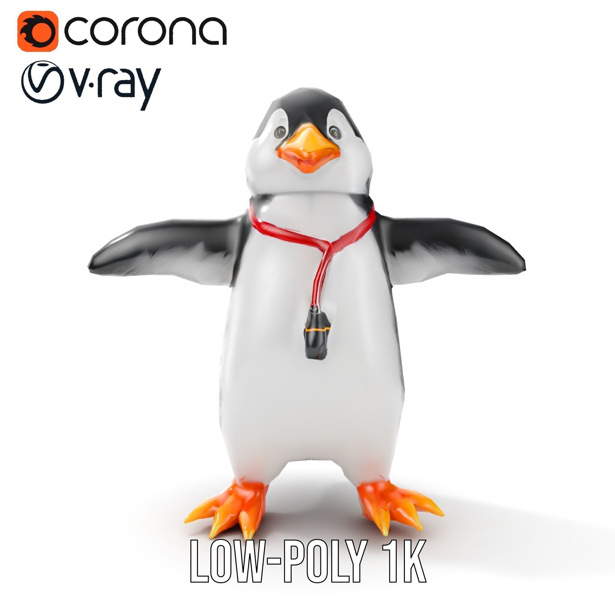 Animated Penguin Character Model Rigged and Animated Low-poly 3D model_20