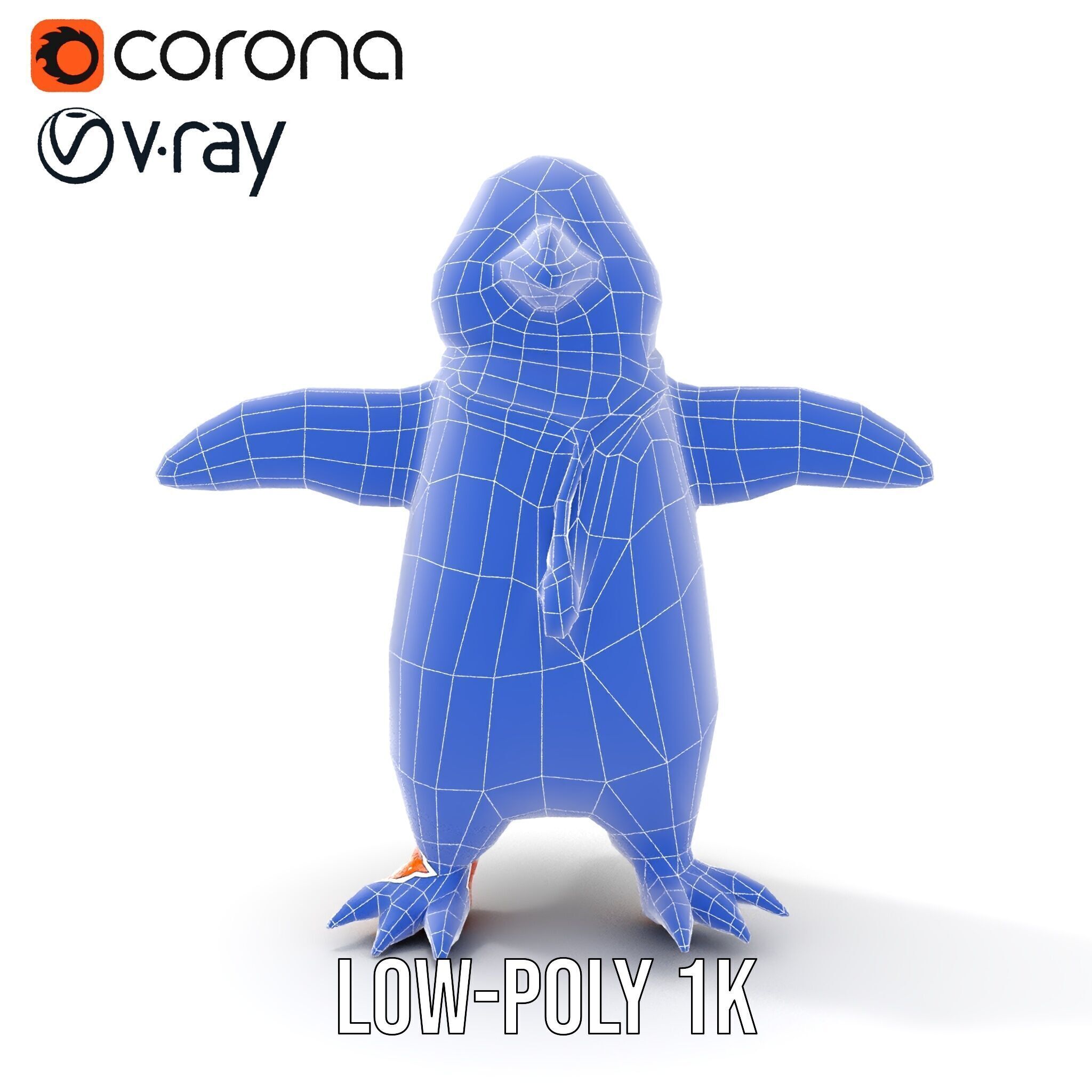 Animated Penguin Character Model Rigged and Animated Low-poly 3D model_32