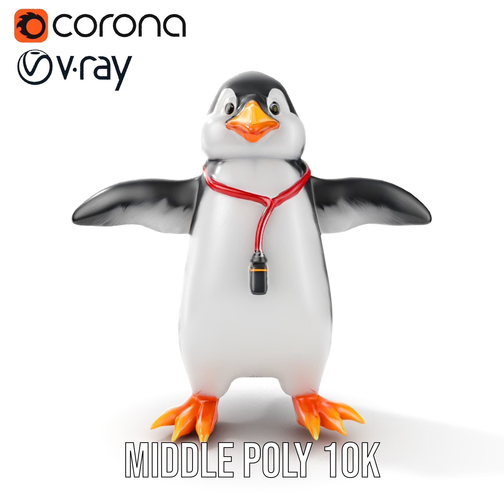 Animated Penguin Character Model Rigged and Animated Low-poly 3D model_19