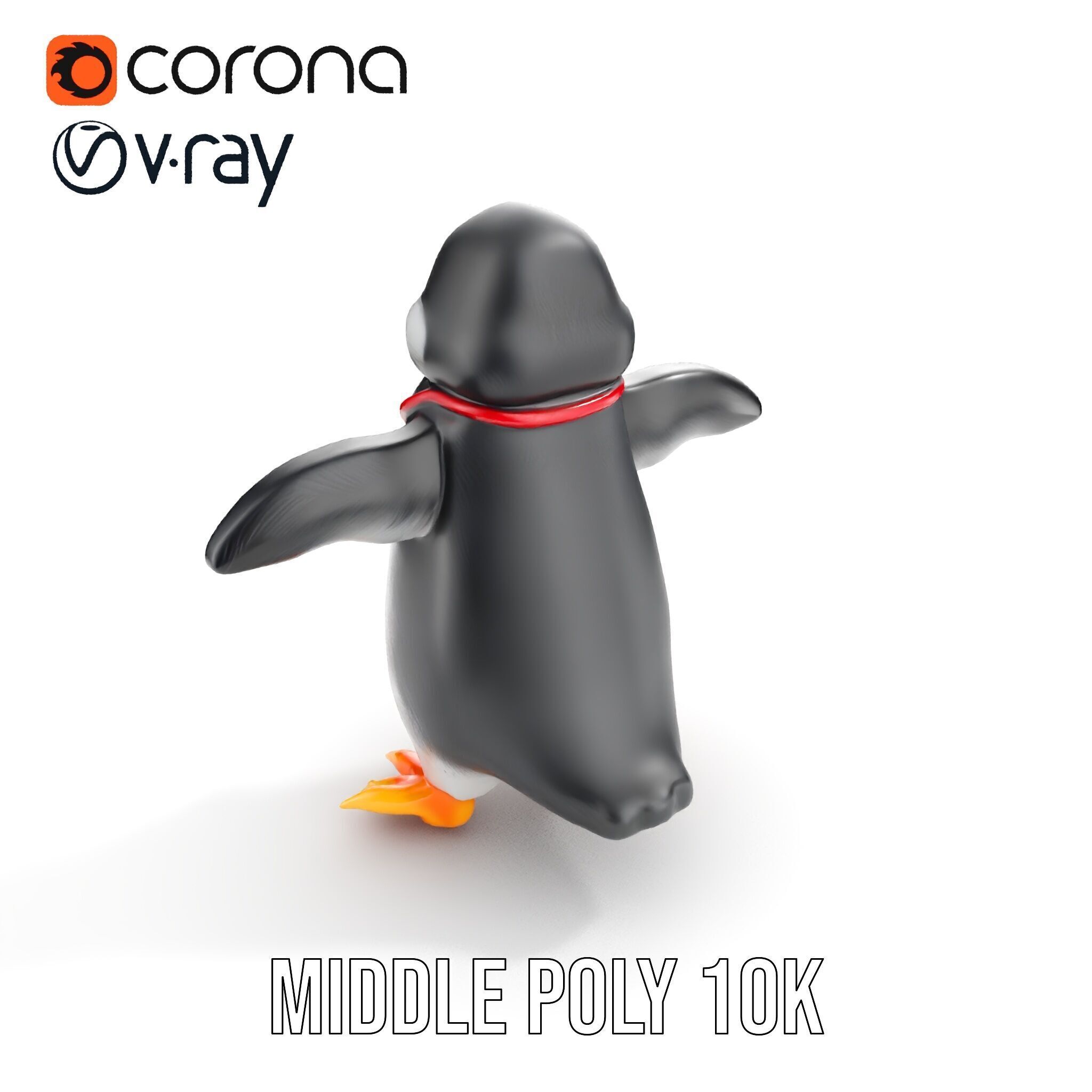Animated Penguin Character Model Rigged and Animated Low-poly 3D model_12