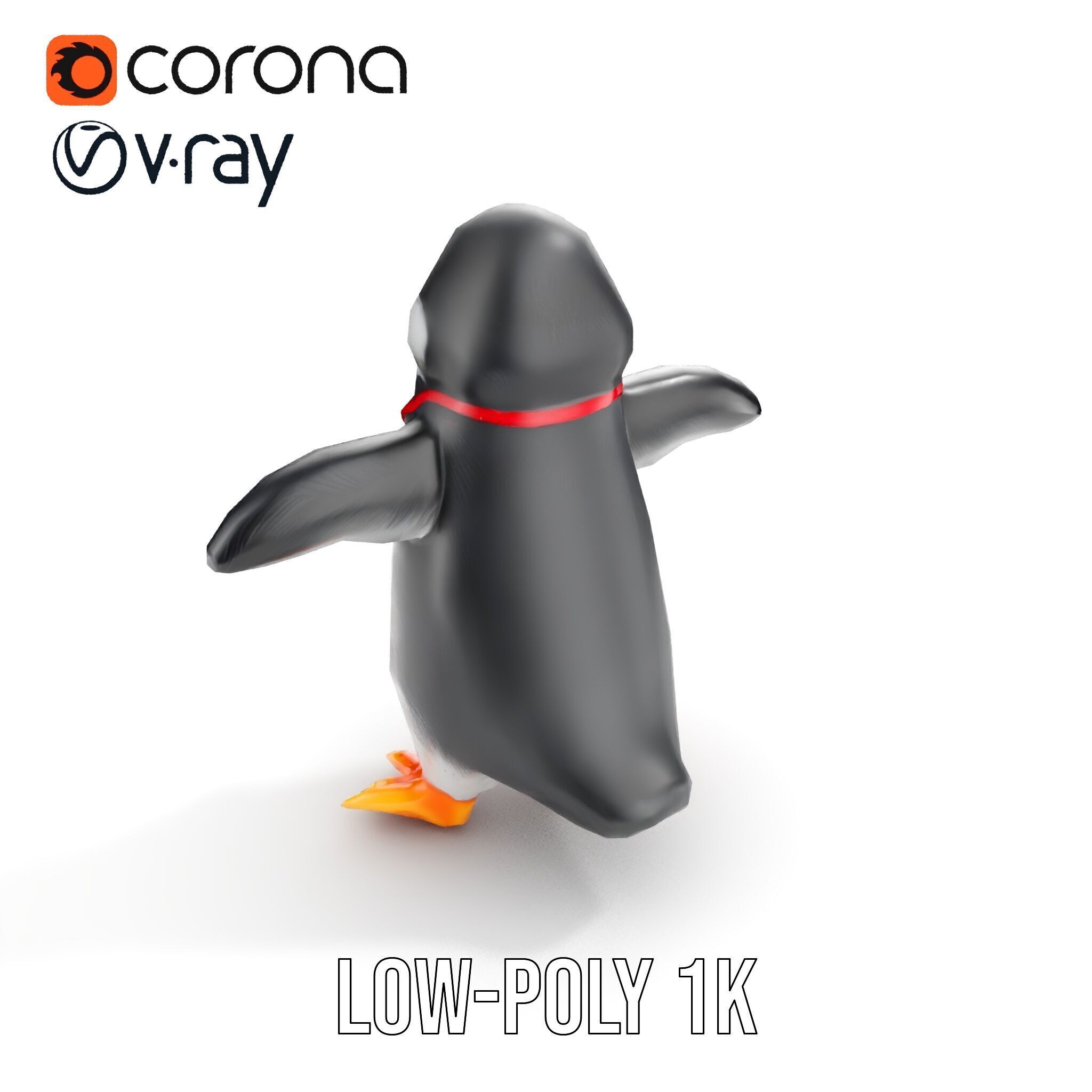Animated Penguin Character Model Rigged and Animated Low-poly 3D model_7