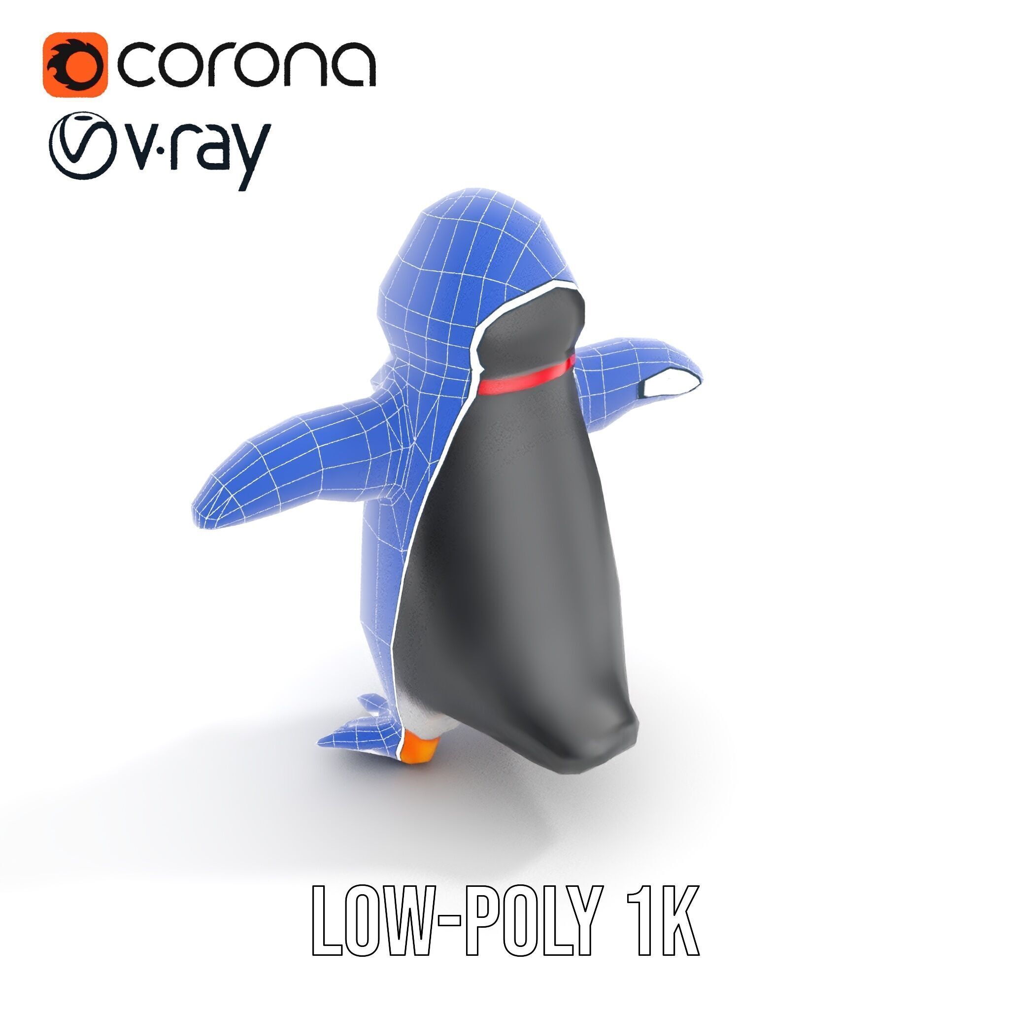 Animated Penguin Character Model Rigged and Animated Low-poly 3D model_29