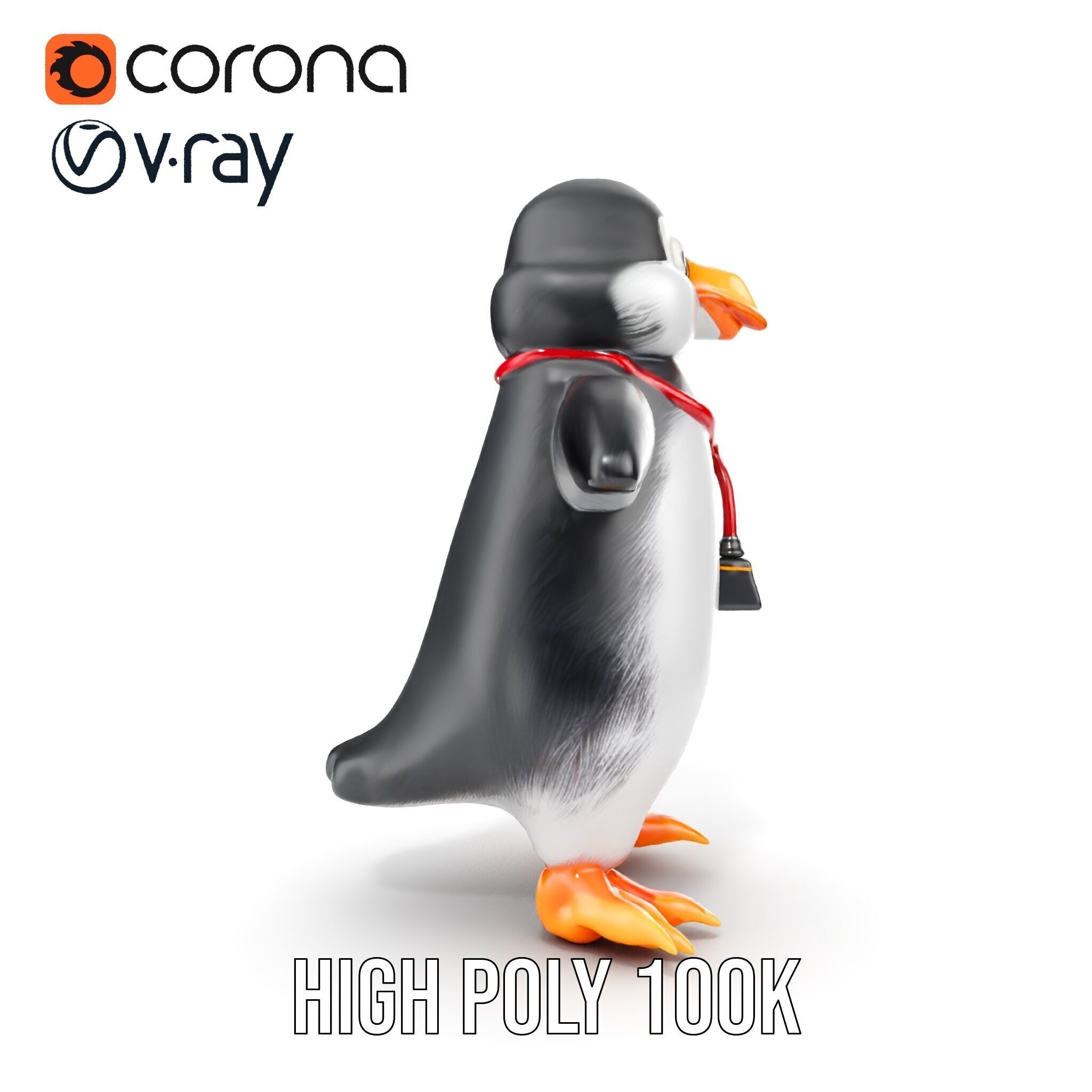 Animated Penguin Character Model Rigged and Animated Low-poly 3D model_40