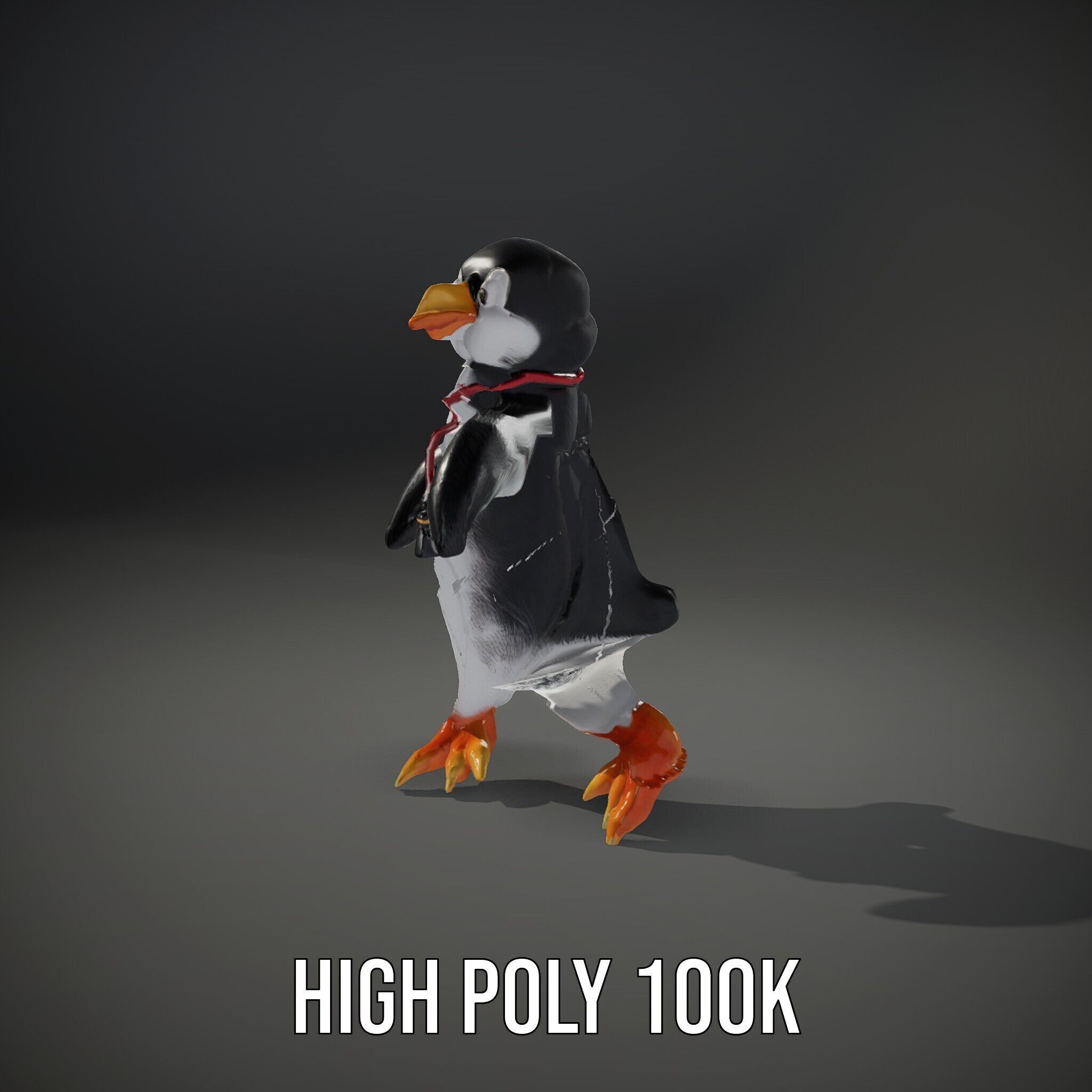 Animated Penguin Character Model Rigged and Animated Low-poly 3D model_11