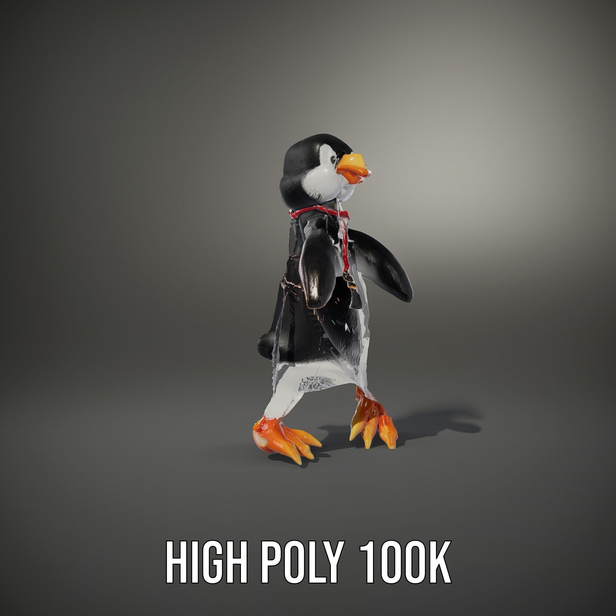 Animated Penguin Character Model Rigged and Animated Low-poly 3D model_14