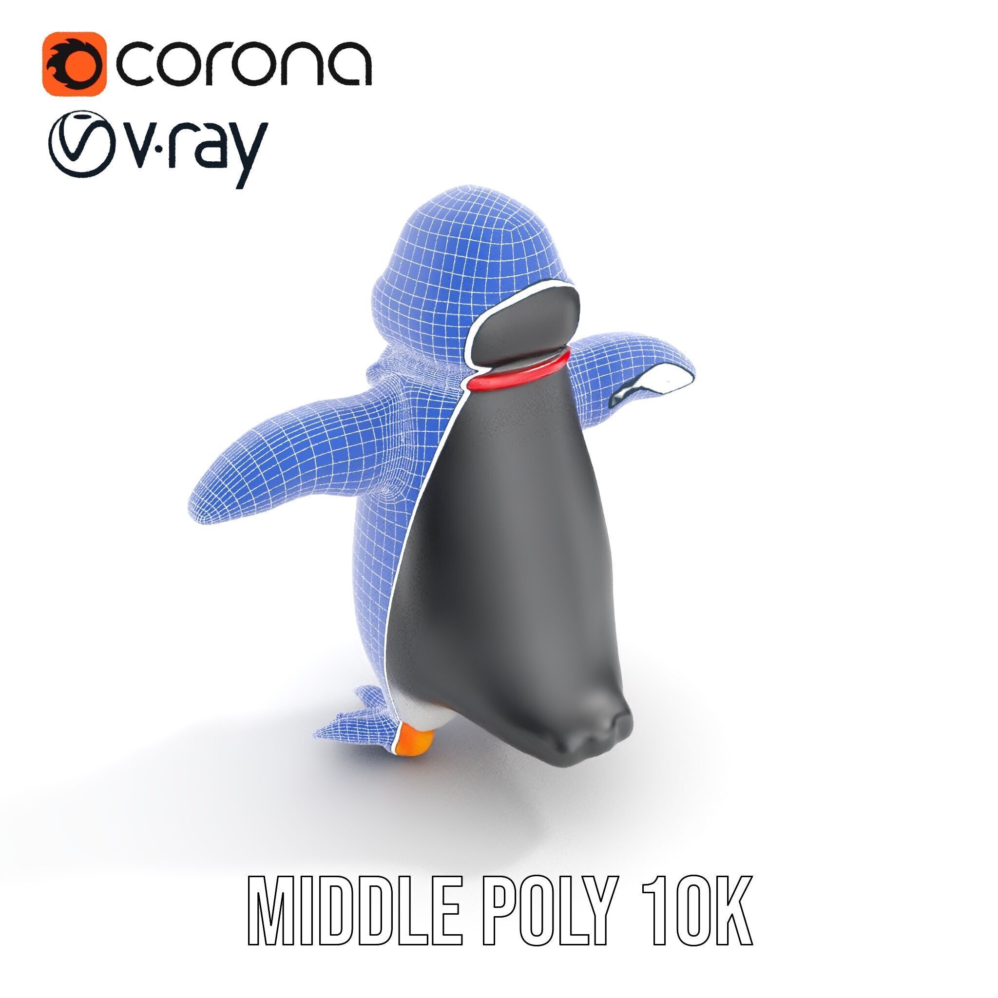 Animated Penguin Character Model Rigged and Animated Low-poly 3D model_25