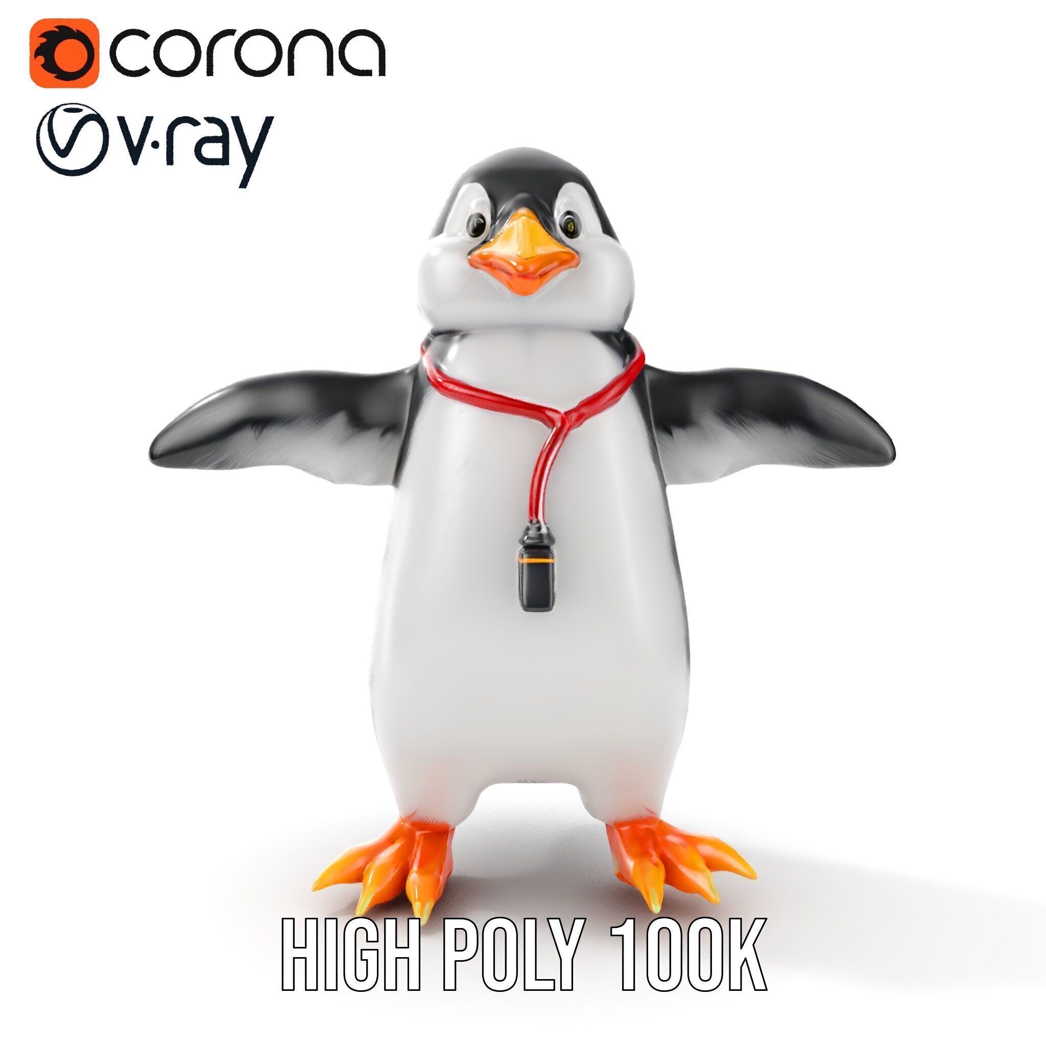 Animated Penguin Character Model Rigged and Animated Low-poly 3D model_24