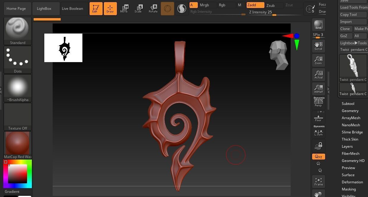 TWIST PENDANT C 3D print model_7